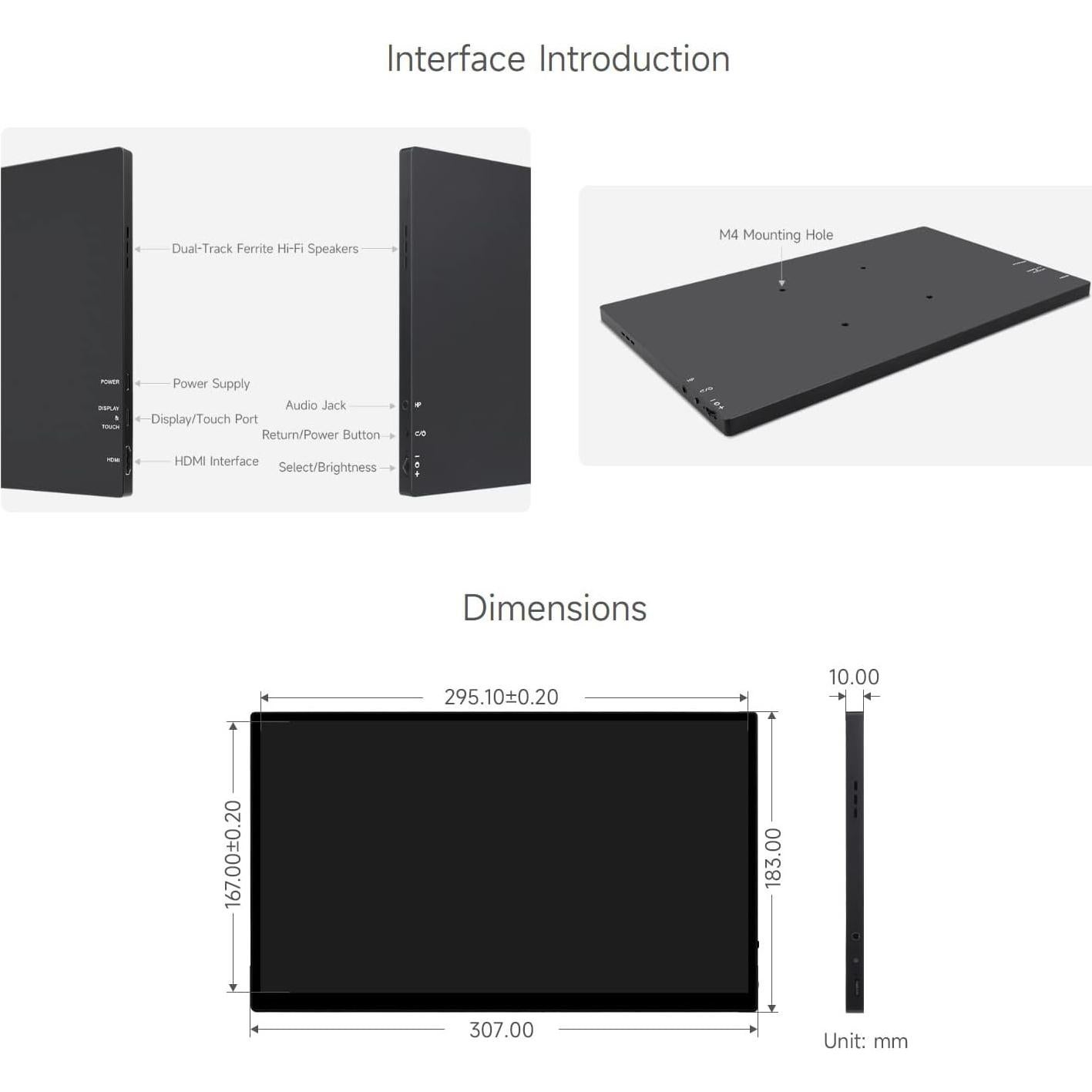 Pantalla Táctil AMOLED 13.3" 2K Waveshare 2560x1440 HDMI/Type-C