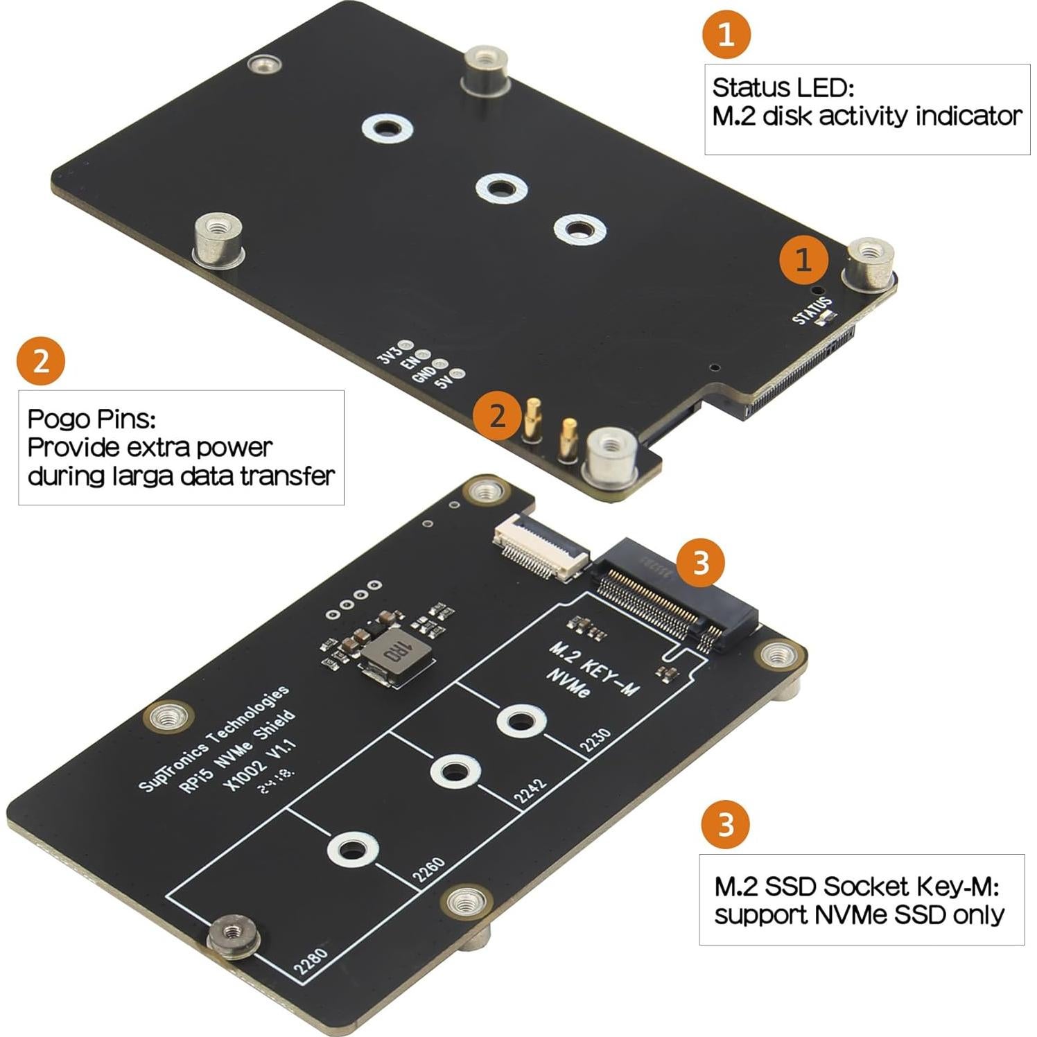 Geekworm X1002 PCIe a M.2 HAT para Raspberry Pi 5 - Soporta SSD NVMe