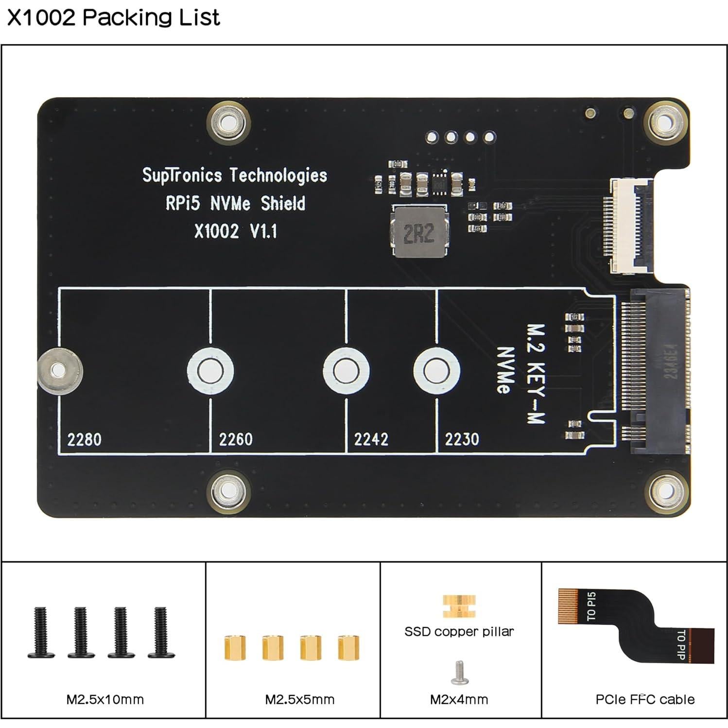 Geekworm X1002 PCIe a M.2 HAT para Raspberry Pi 5 - Soporta SSD NVMe