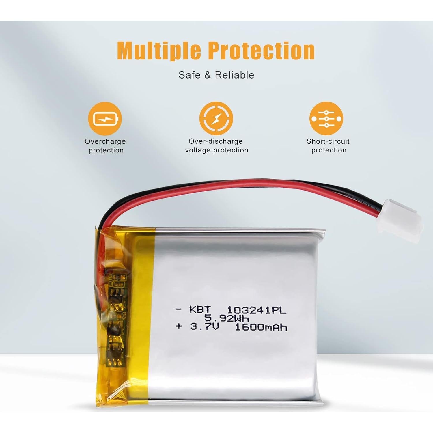 Batería de polímero de litio KBT 3.7V 1600mAh 103241PL