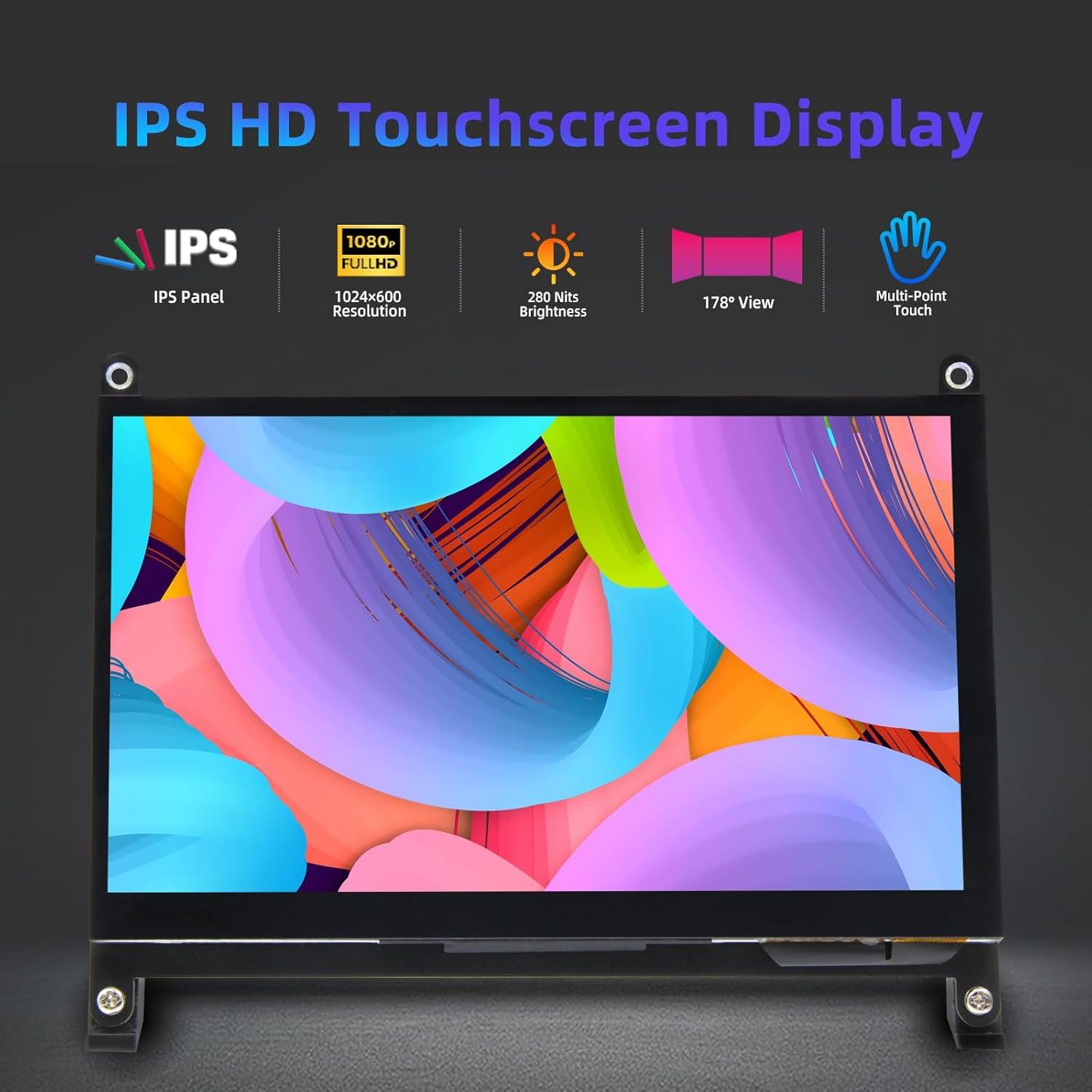 Monitor LCD 7" iPistBit 1024x600 para Raspberry Pi y Mini PCs