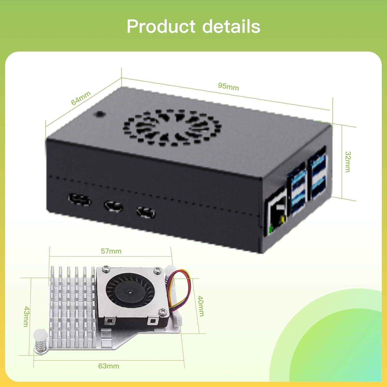 Kit Accesorios iRasptek para Raspberry Pi 5 - Caja Metal, Enfriador y Fuente 27W