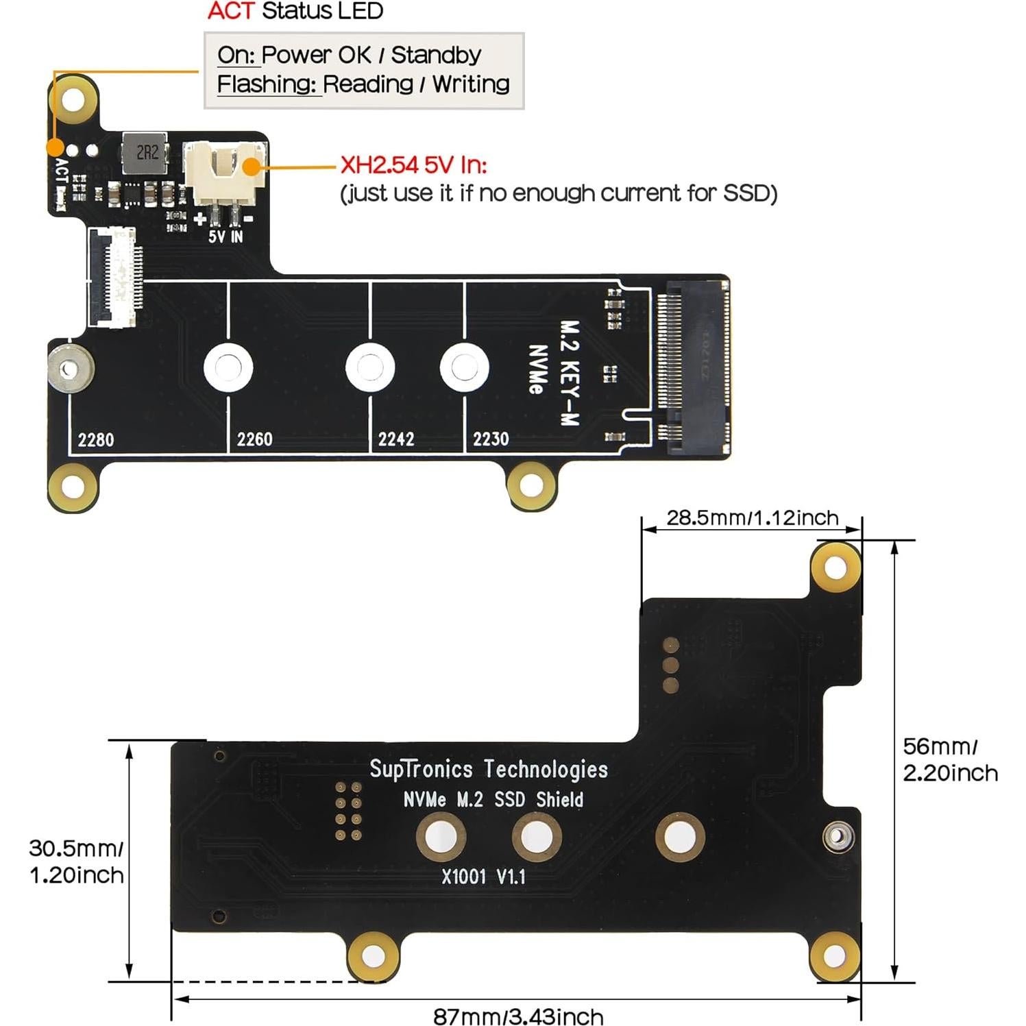 Geekworm X1001 Placa HAT PCIe M.2 NVMe para Raspberry Pi 5