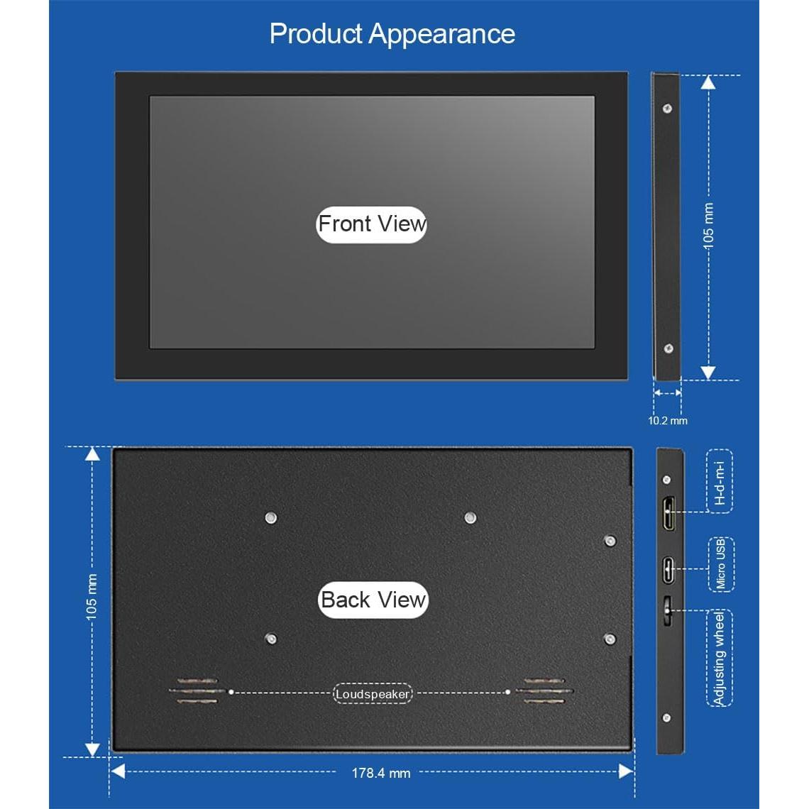 Pantalla LCD Táctil 7" YIYIMIMO 1024x600 con Altavoz y Funda