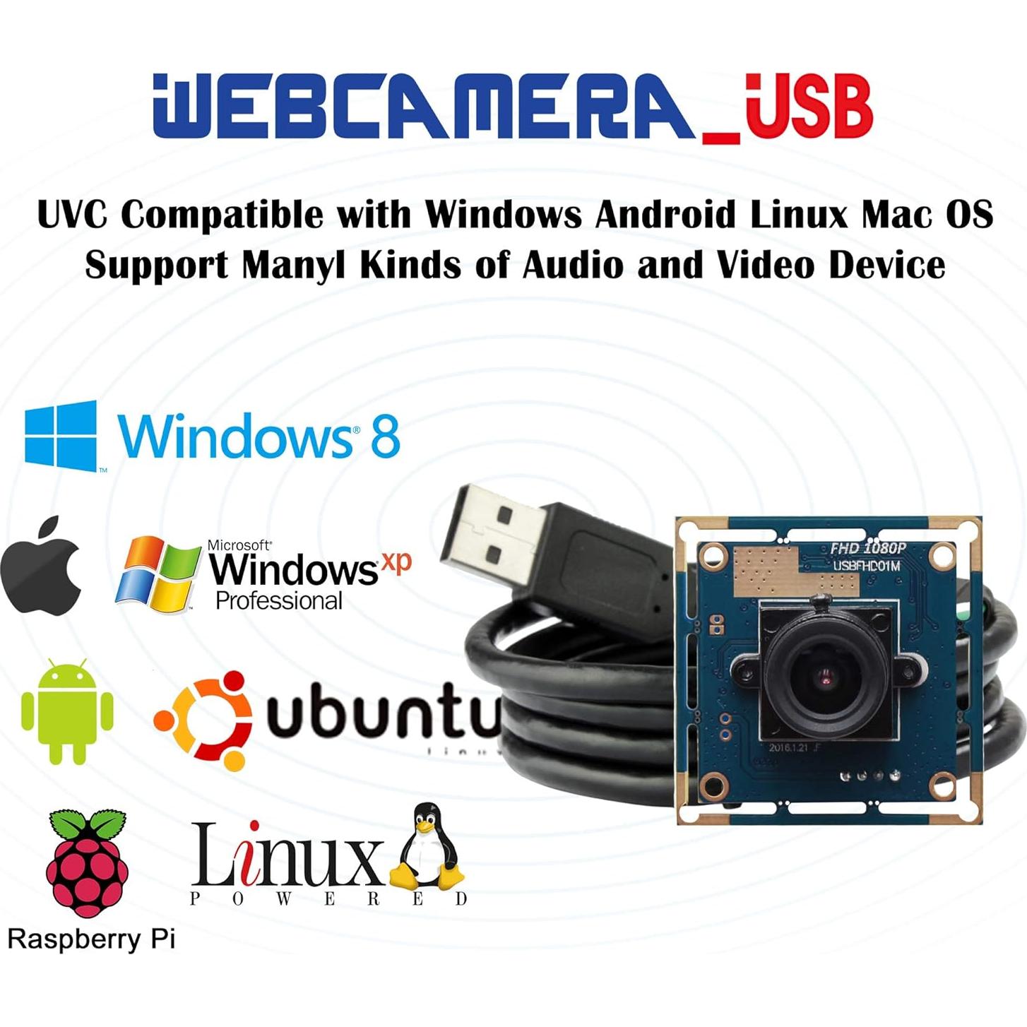 Módulo de Cámara USB 1080P Gran Angular 3.6mm Webcamera