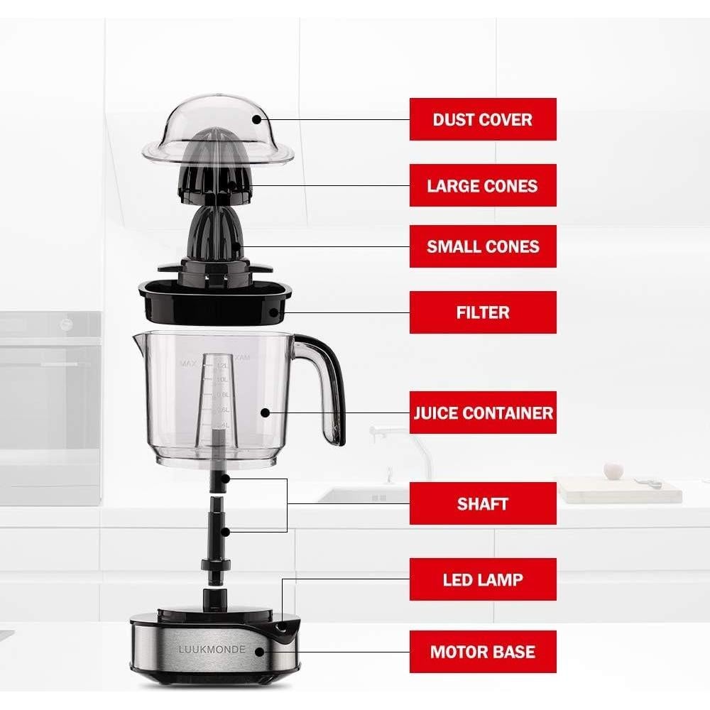 Exprimidor Eléctrico de Cítricos LUUKMONDE 1.2L Negro
