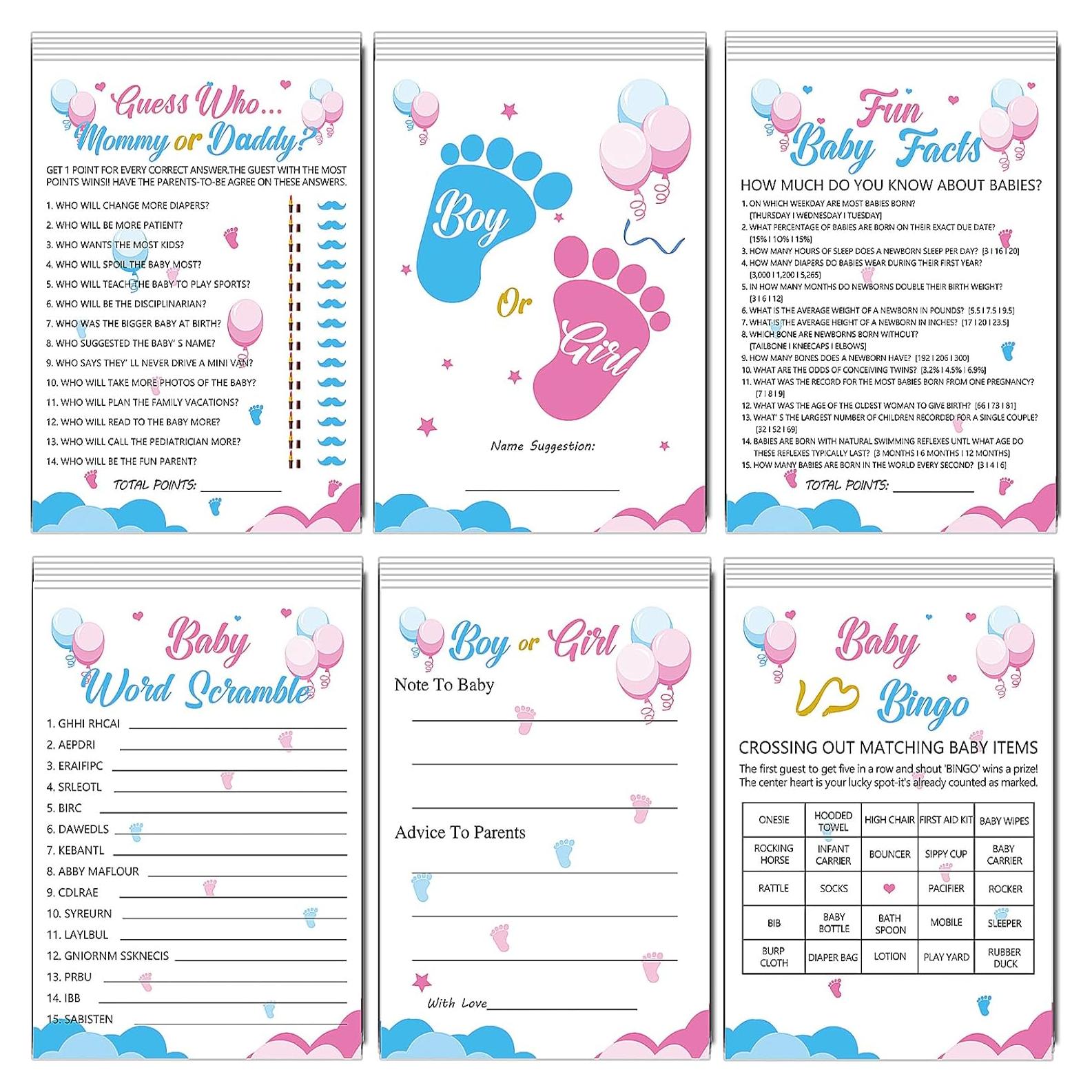 75 Piezas Juegos de Revelación de Género Mecholey 6 Juegos