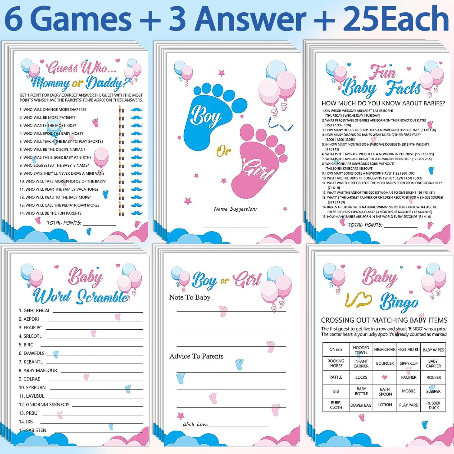 75 Piezas Juegos de Revelación de Género Mecholey 6 Juegos