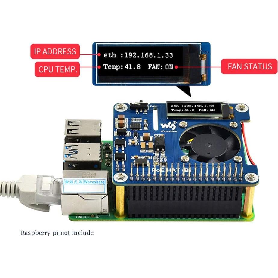 Power Over Ethernet HAT Coolwell para Raspberry Pi 3B+/4B