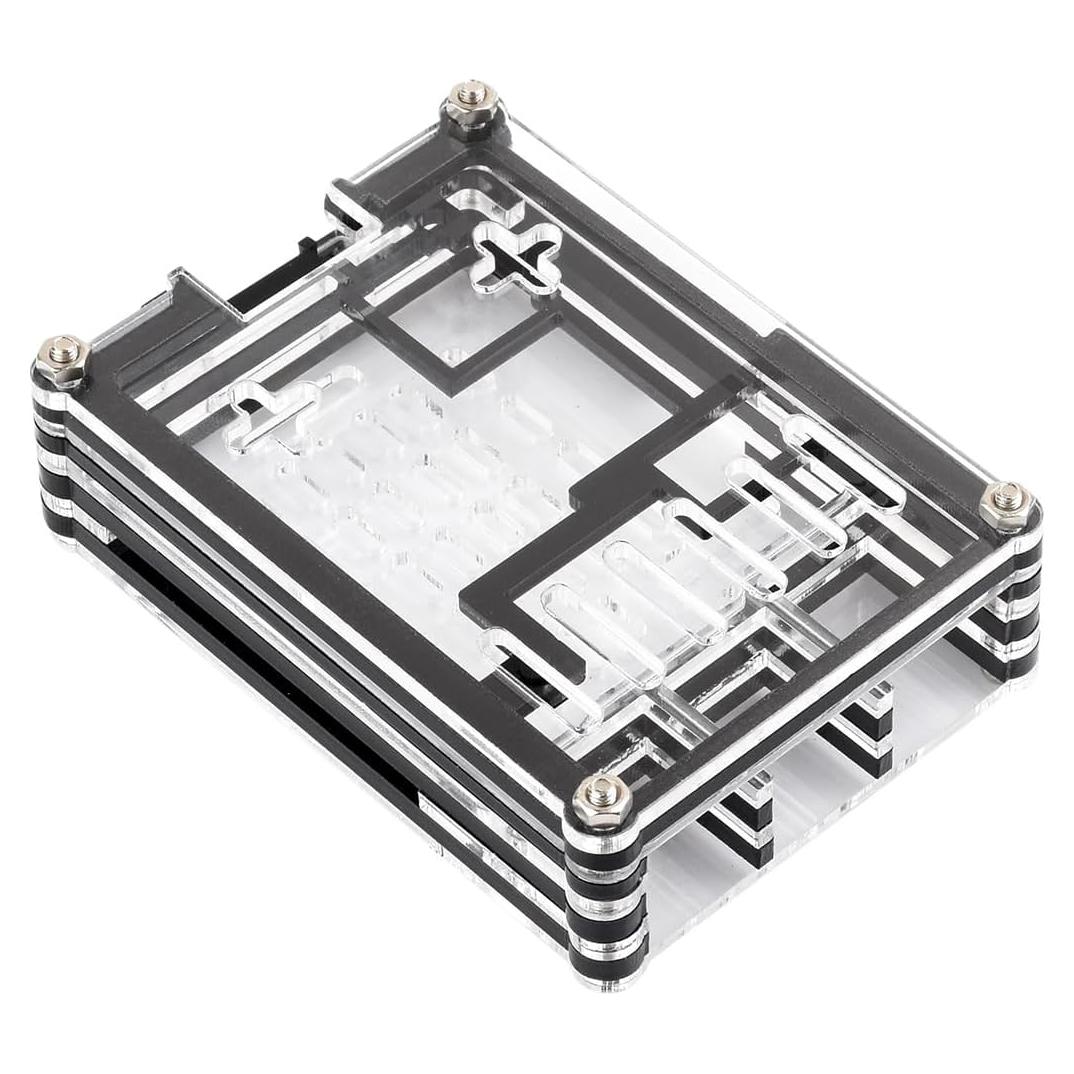 Carcasa Acrílica Transparente y Negra Waveshare para Raspberry Pi 5
