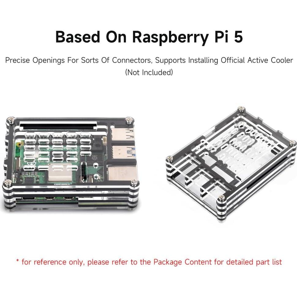 Carcasa Acrílica Transparente y Negra Waveshare para Raspberry Pi 5