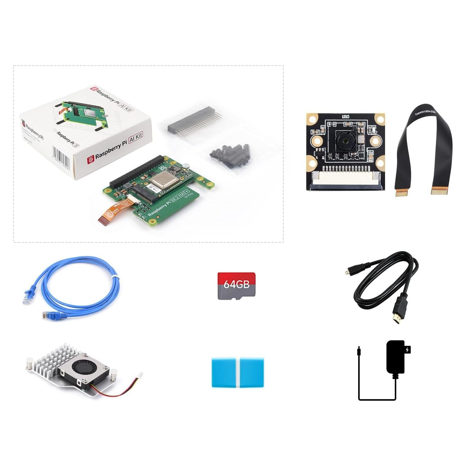 Kit AI Waveshare para Raspberry Pi 5 - Cámara, 64GB, Enfriador