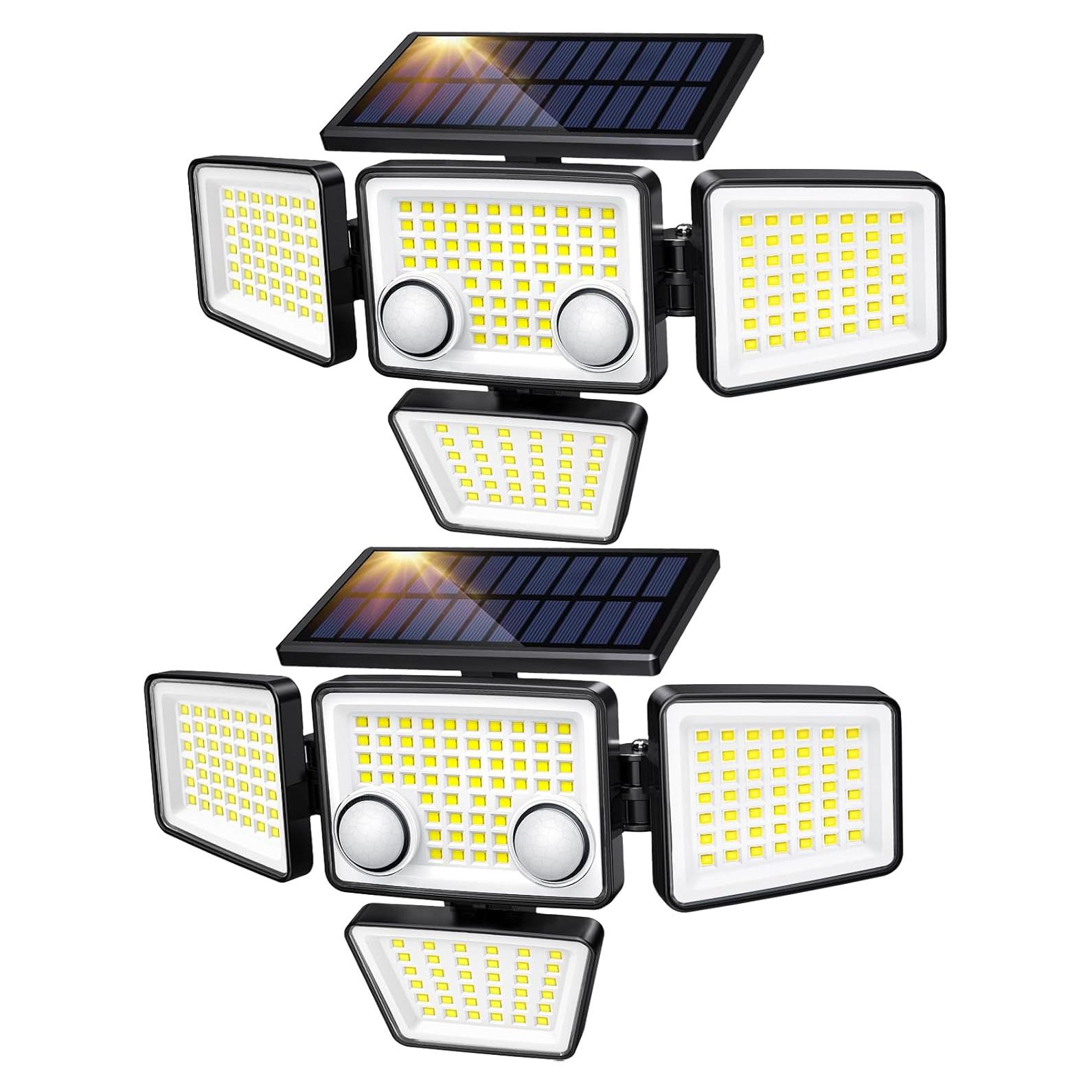 Luces Solares de Seguridad LYWALT - 3000LM, 4 Cabezas, IP65