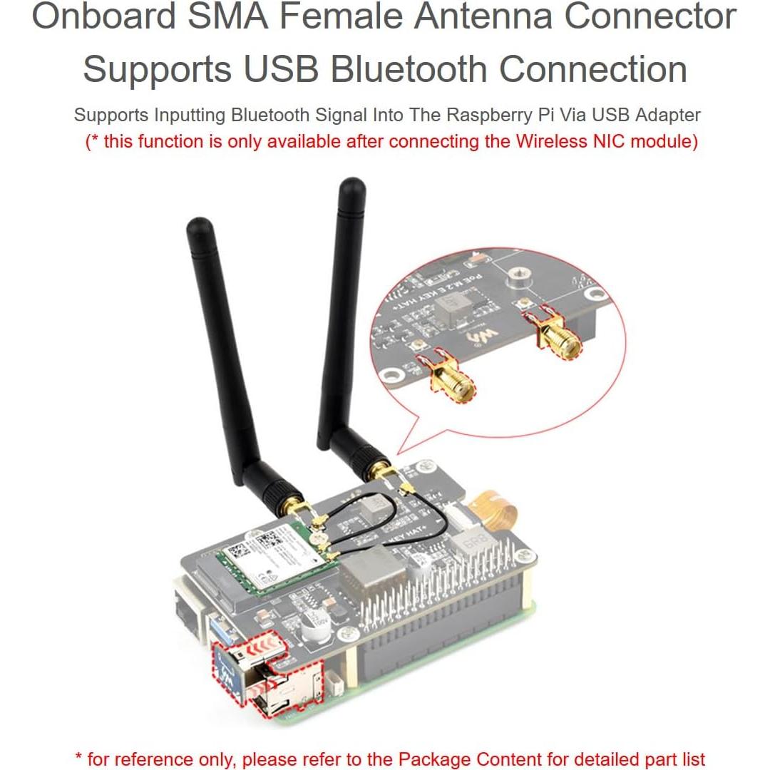 Adaptador PCIe a M.2 E Key PoE Waveshare para Raspberry Pi 5