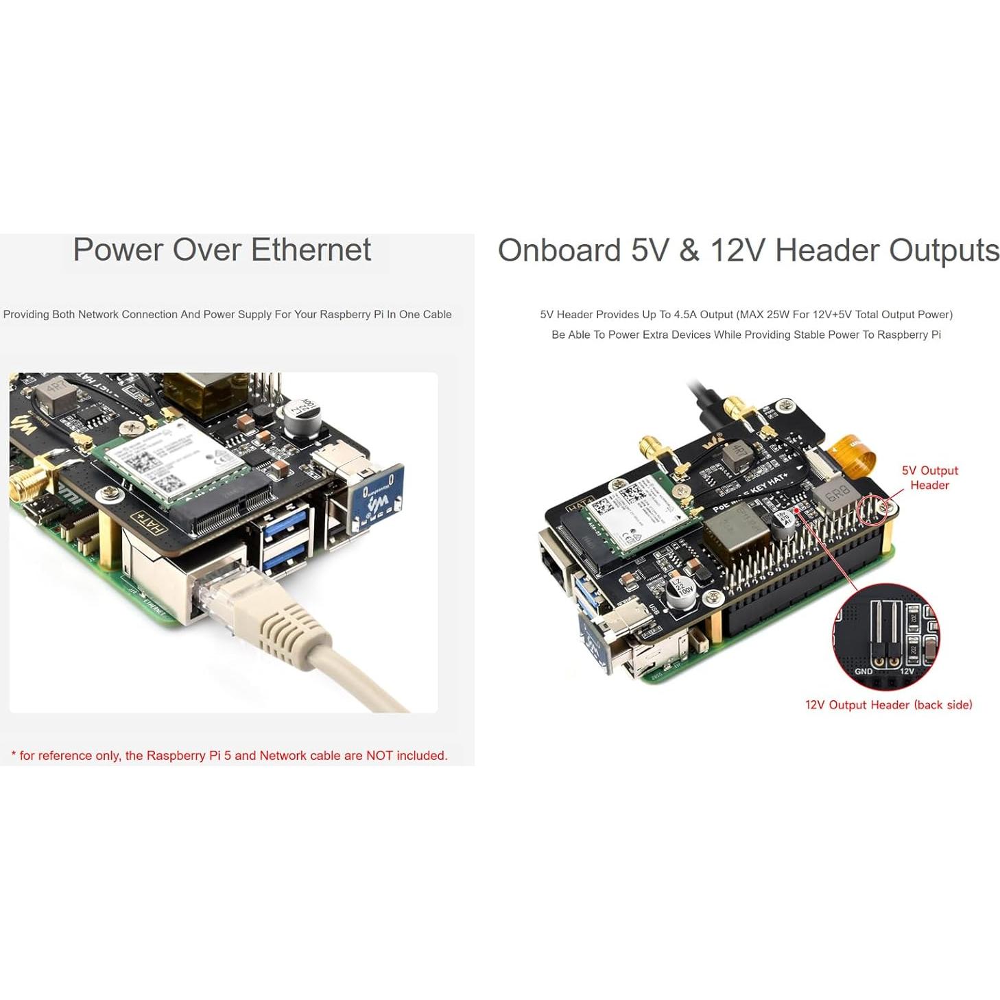 Adaptador PCIe a M.2 E Key PoE Waveshare para Raspberry Pi 5