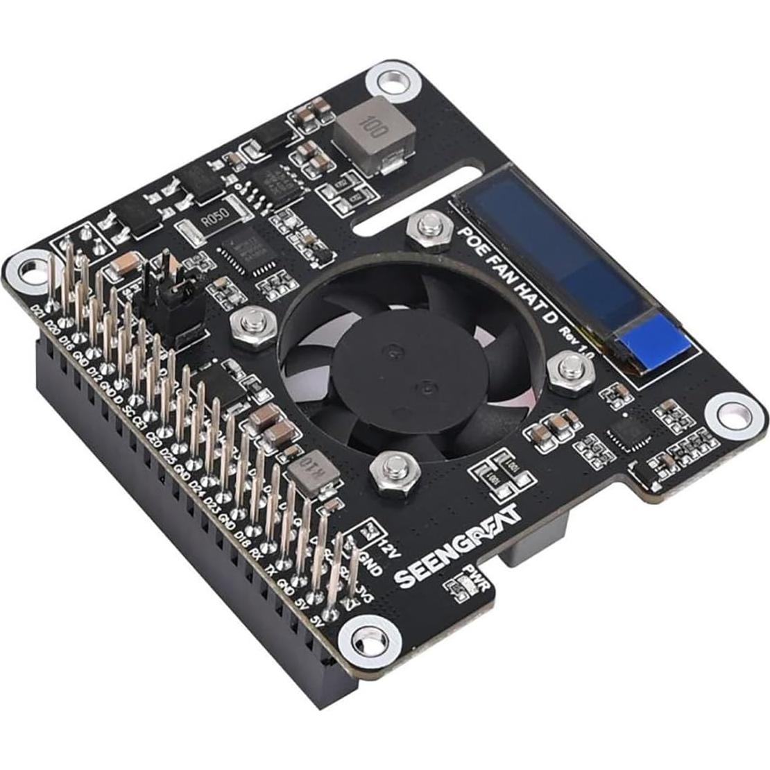 POE Fan HAT D LLidgermal para Raspberry Pi 4B/3B+ con Pantalla OLED