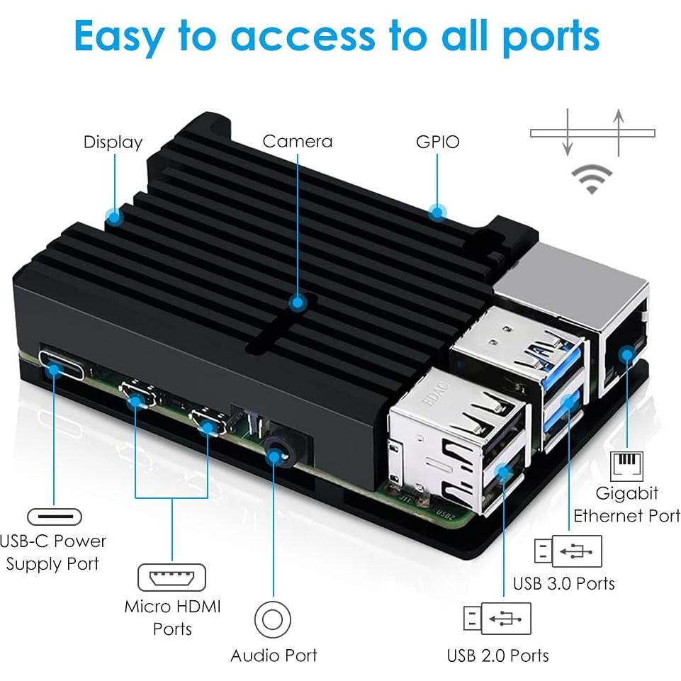 Caja de Aluminio GeeekPi para Raspberry Pi 4B/3B+/3B con Enfriamiento Pasivo