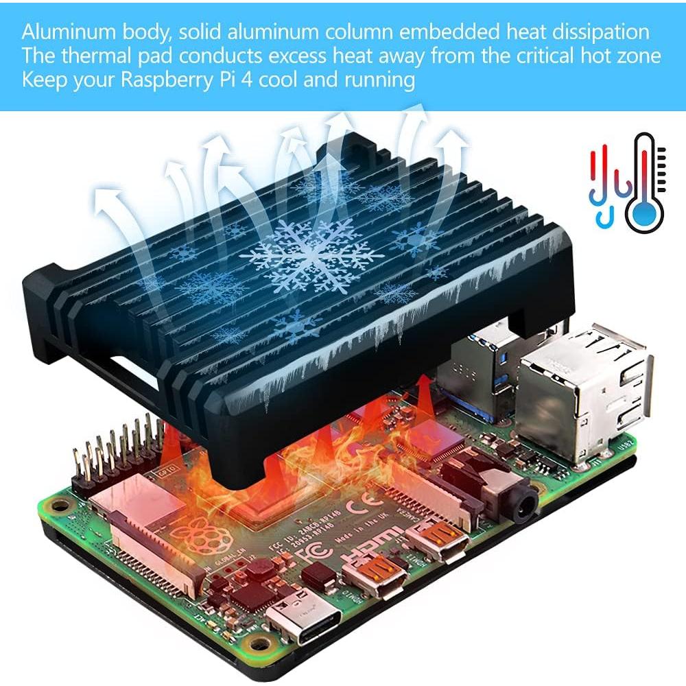 Caja de Aluminio GeeekPi para Raspberry Pi 4B/3B+/3B con Enfriamiento Pasivo