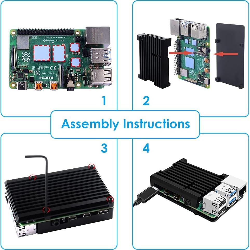 Caja de Aluminio GeeekPi para Raspberry Pi 4B/3B+/3B con Enfriamiento Pasivo