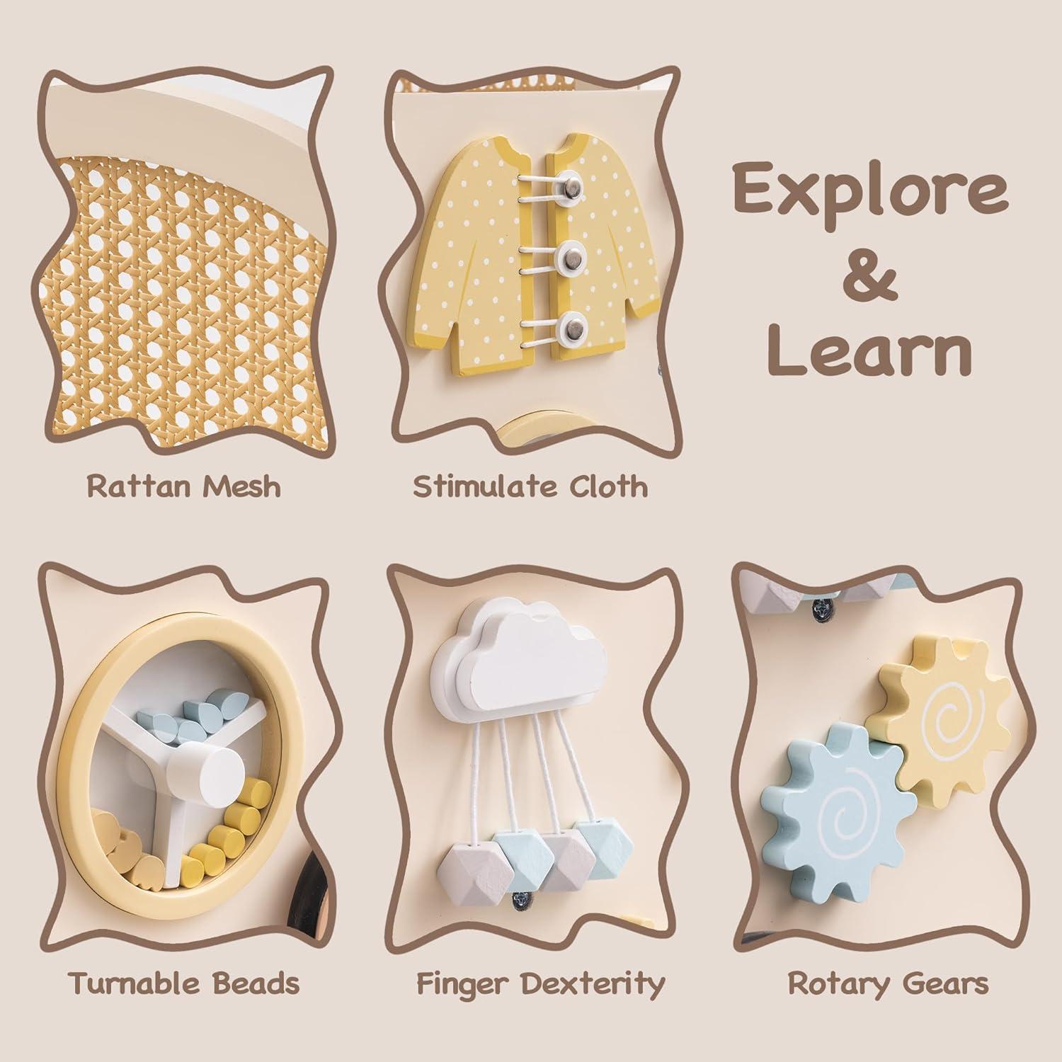 Andador de Madera ROBOTIME para Bebés con Freno de Seguridad