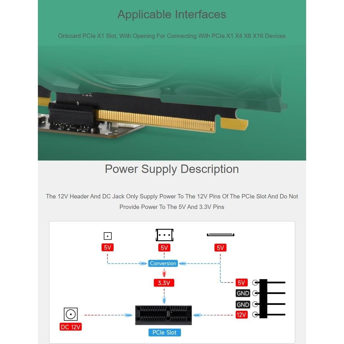 Adaptador PCIe a PCIe x1 (C) Waveshare para Raspberry Pi 5