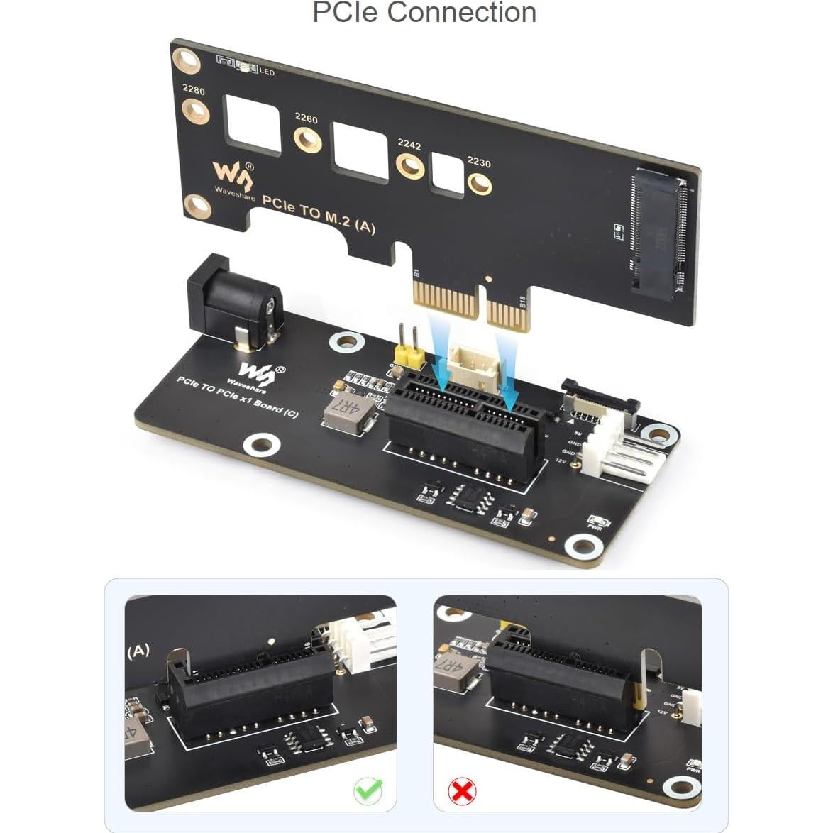 Adaptador PCIe a PCIe x1 (C) Waveshare para Raspberry Pi 5