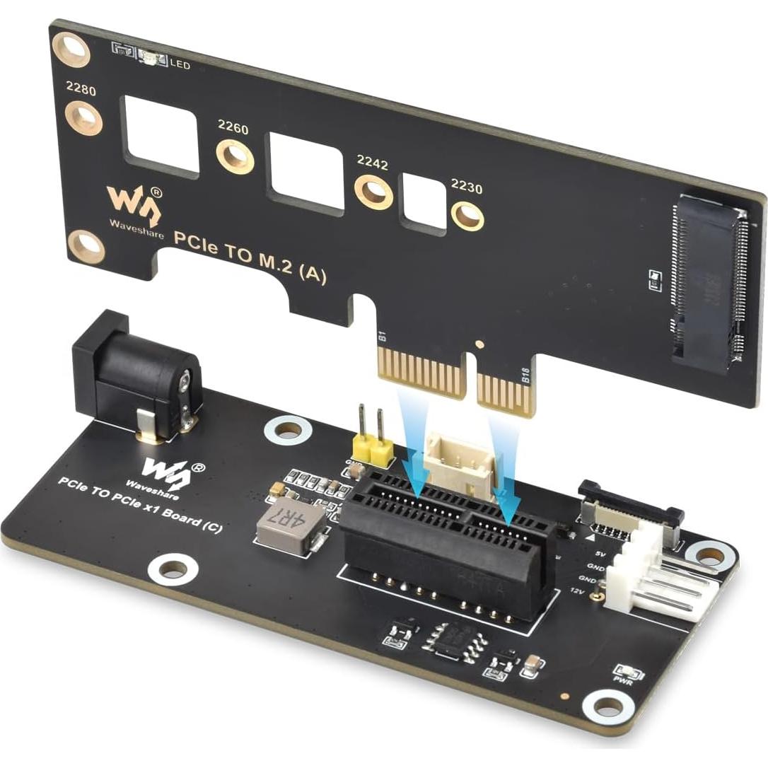 Adaptador PCIe a PCIe x1 (C) Waveshare para Raspberry Pi 5