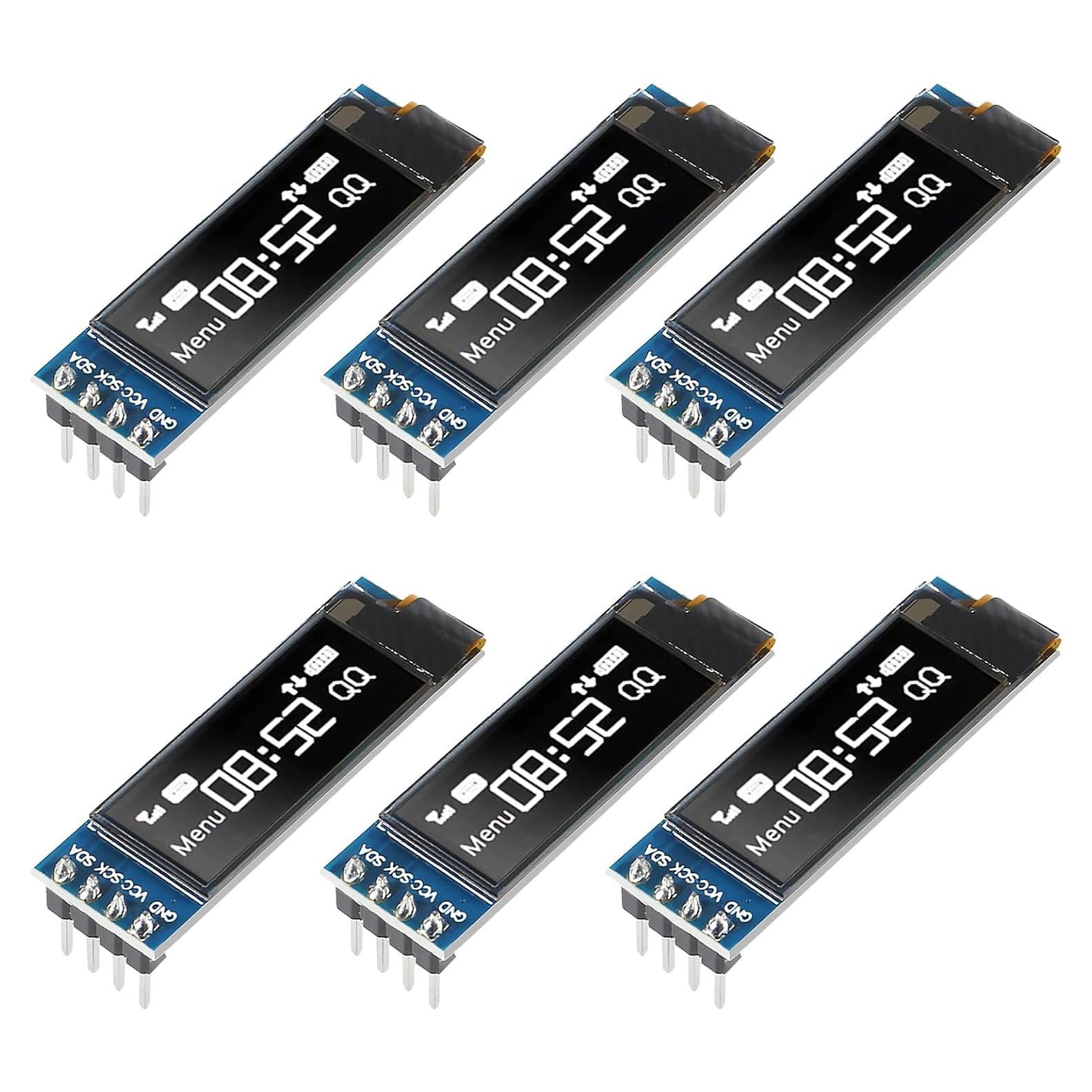 6 Módulos Pantalla OLED I2C 0.91" JUZITAO Azul/Blanco