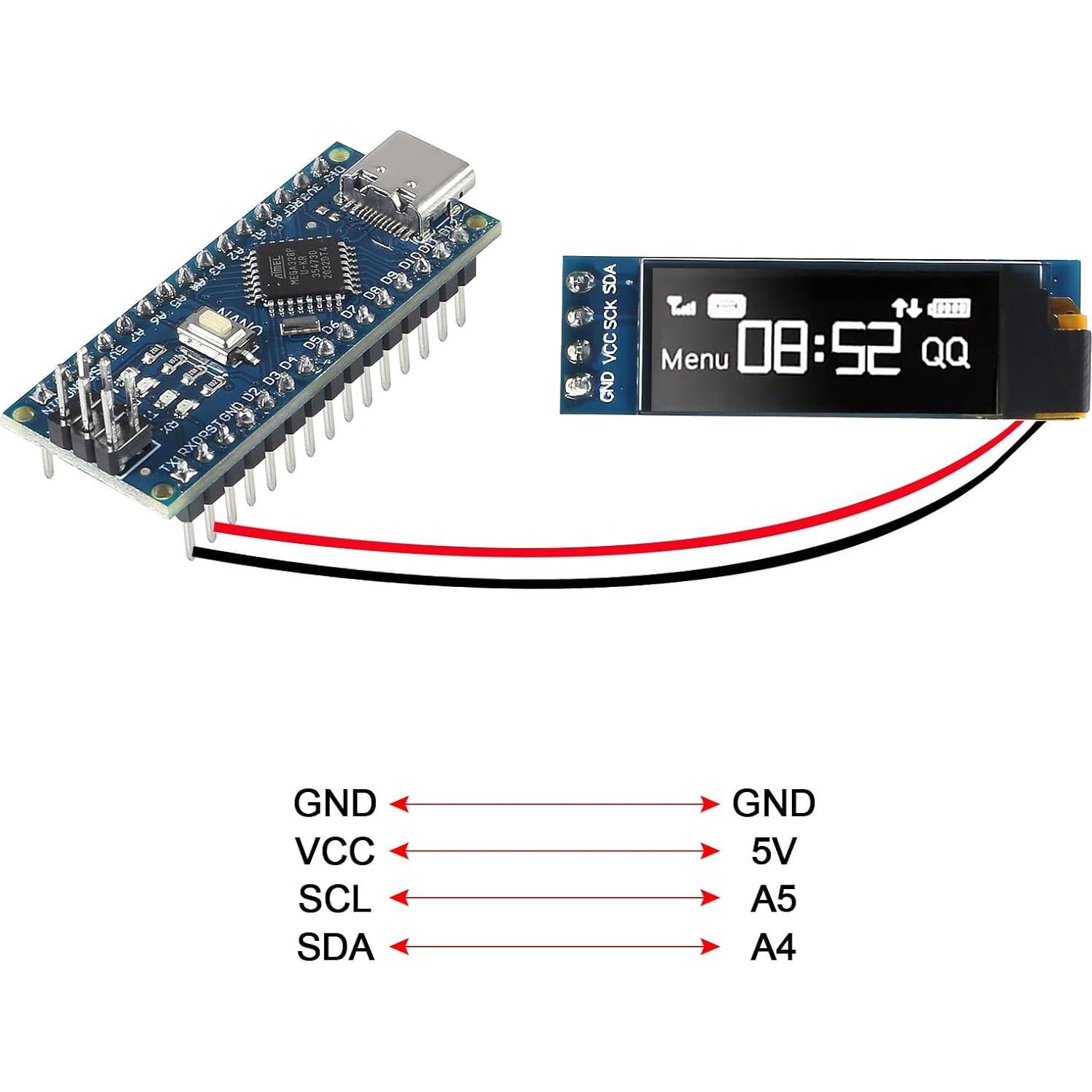 6 Módulos Pantalla OLED I2C 0.91" JUZITAO Azul/Blanco