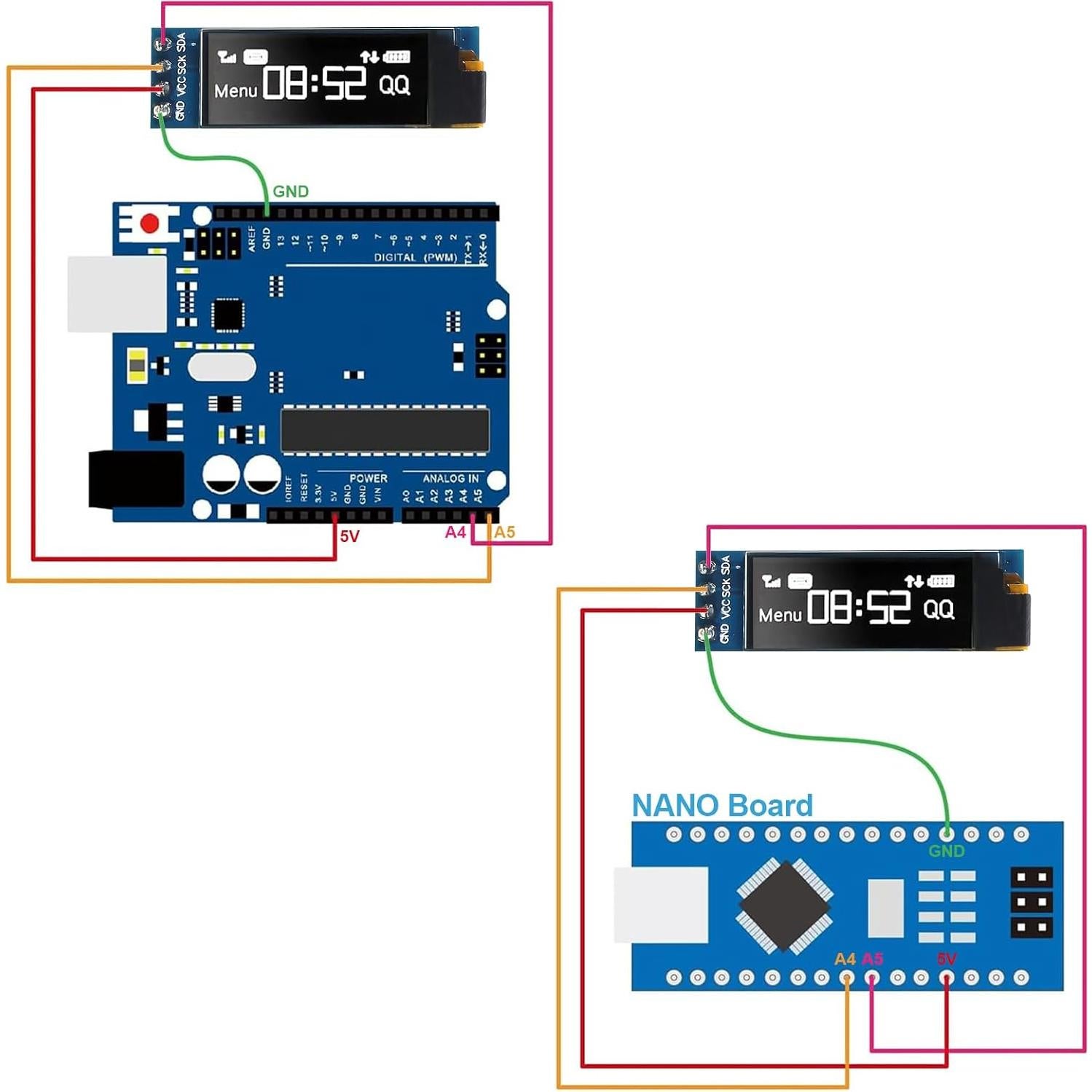 6 Módulos Pantalla OLED I2C 0.91" JUZITAO Azul/Blanco