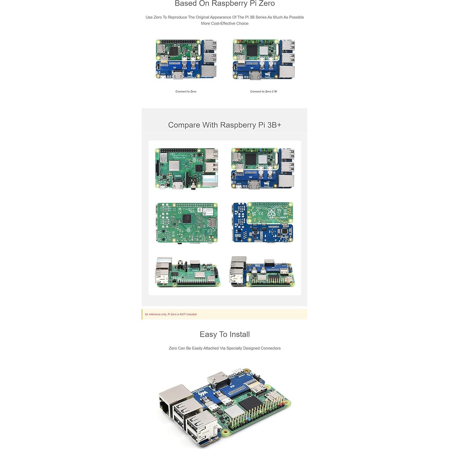 Adaptador Raspberry Pi Zero a 3B Coolwell - USB, Ethernet RJ45