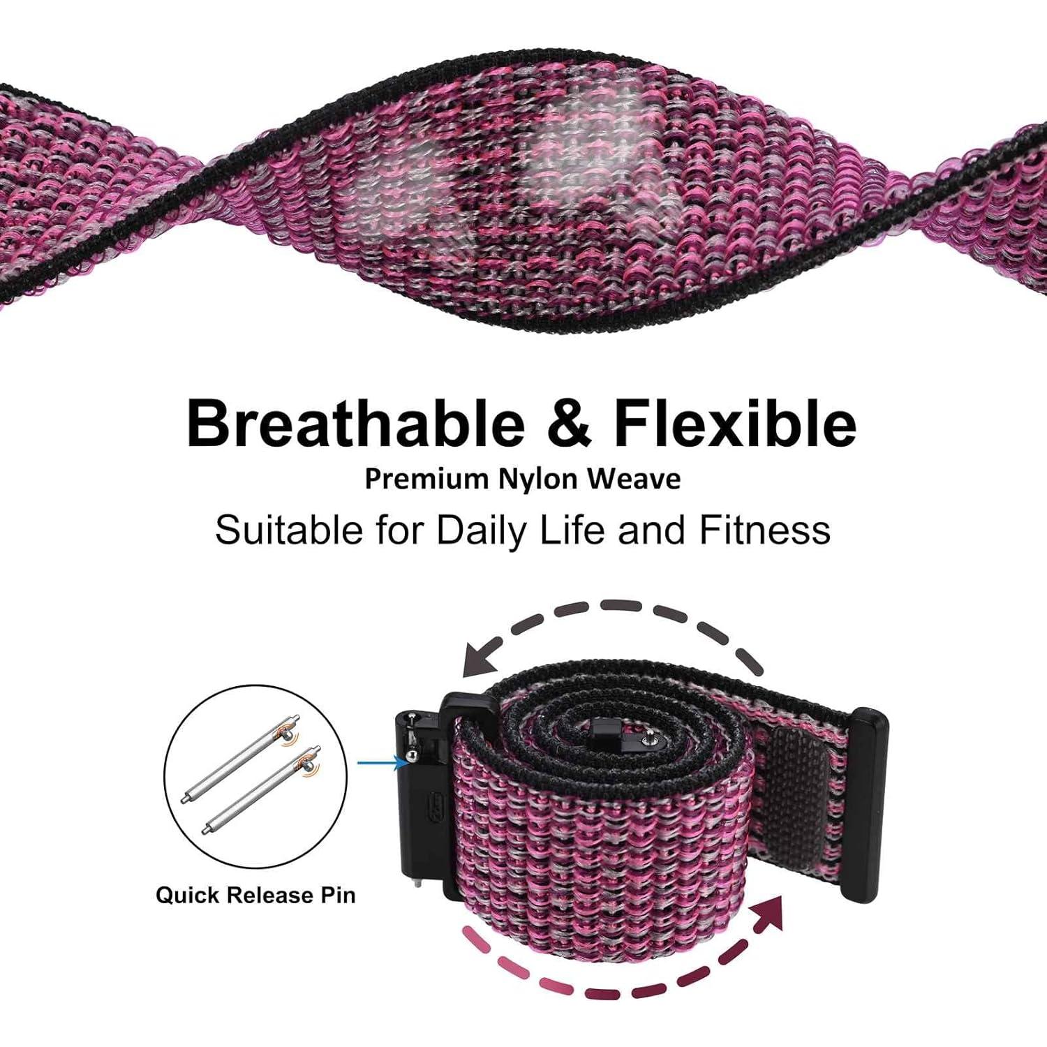 Correa de Reloj Wocci Nylon 22mm Ajustable Ciruela