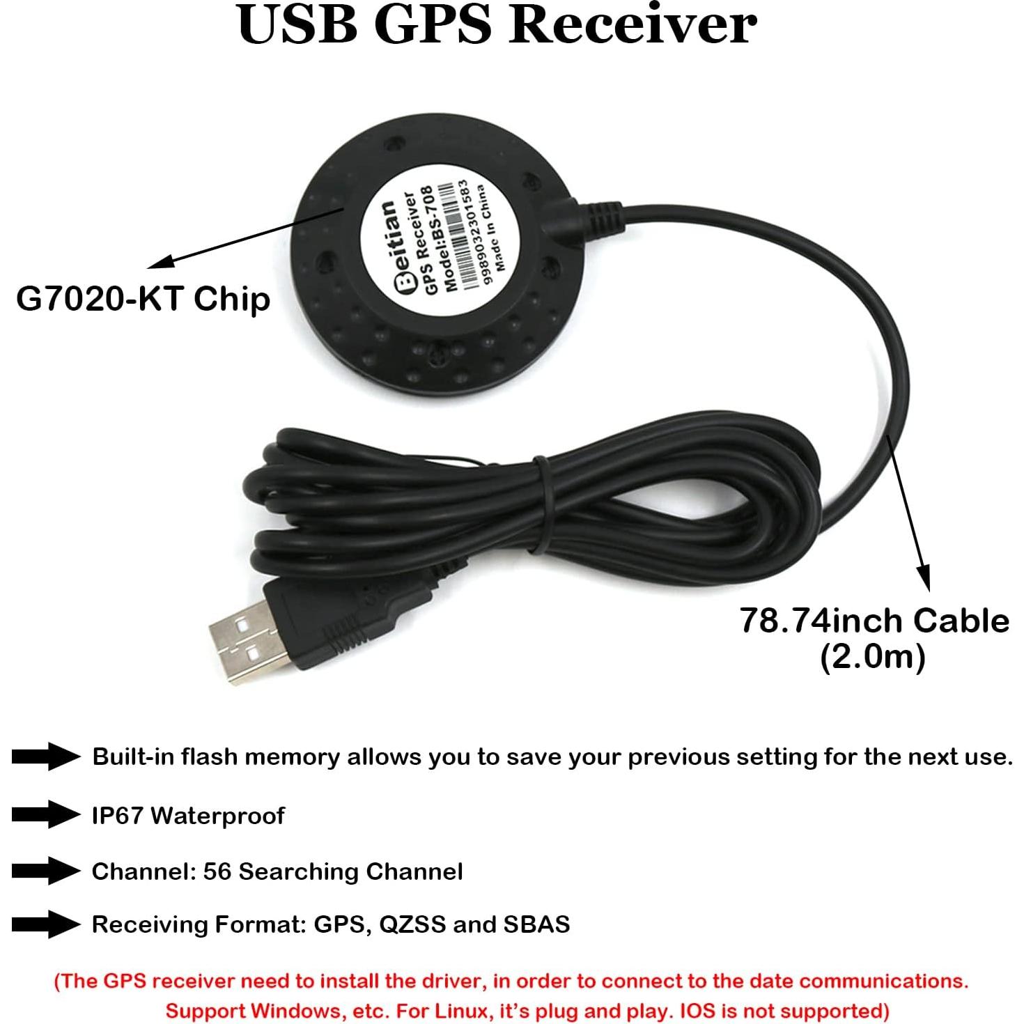 Módulo GPS USB BS-708 Geekstory con Chip G7020-KT y Antena