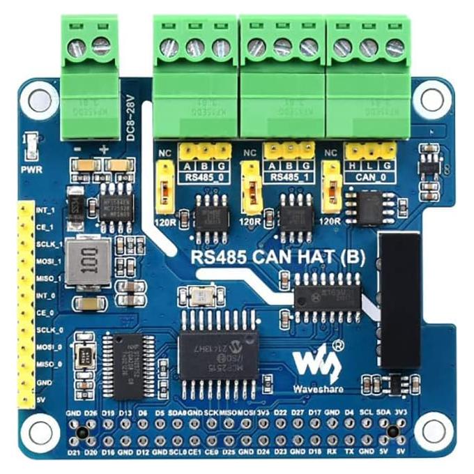HAT RS485 CAN (B) Coolwell para Raspberry Pi, 2-Ch RS485 y 1-Ch CAN