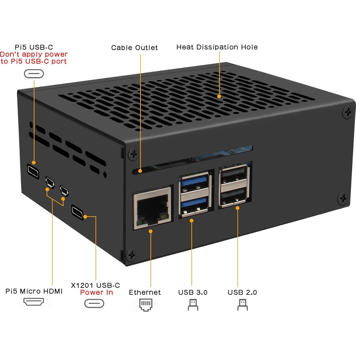 Caja de Metal Geekworm X1201-C1 para Raspberry Pi 5 con UPS