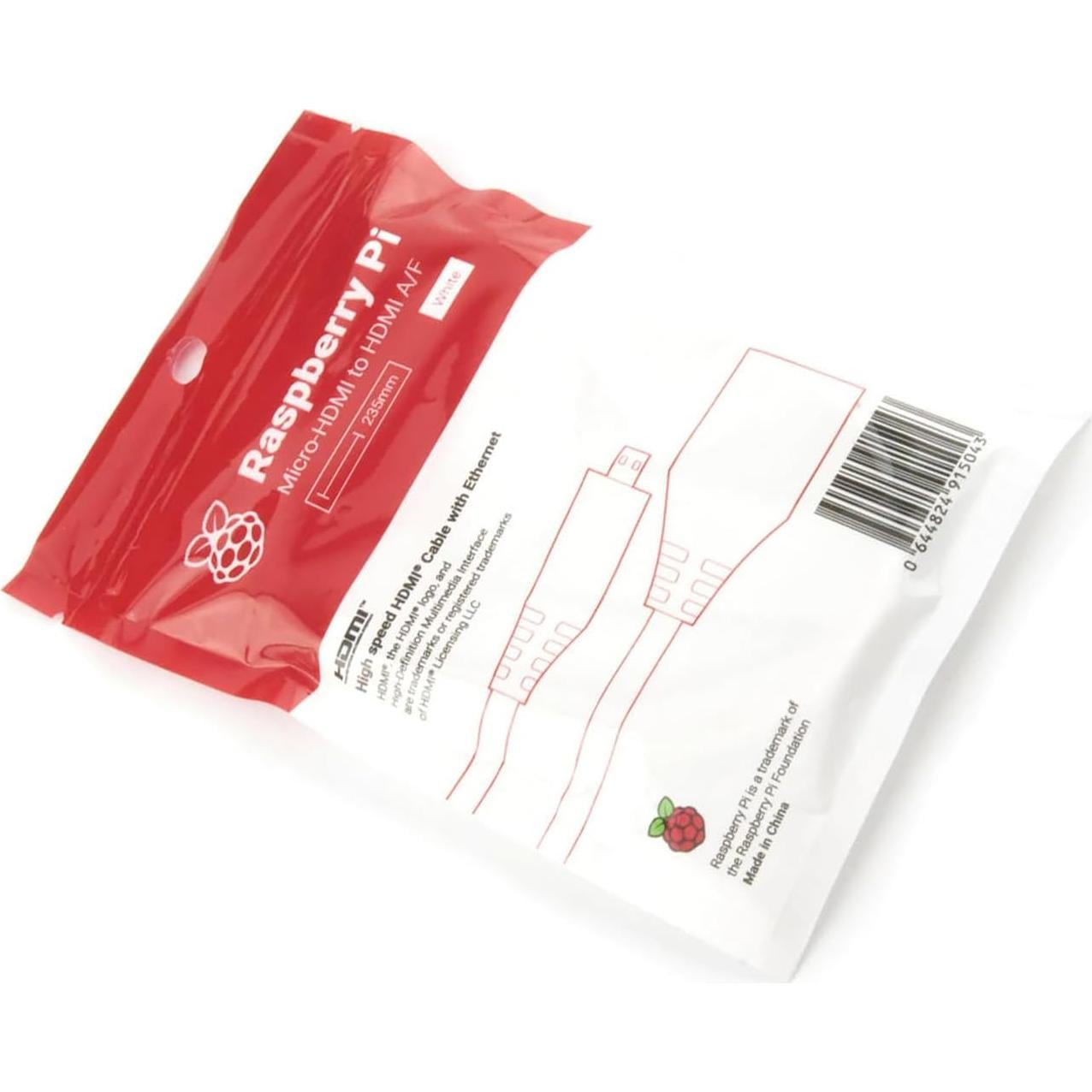 Cable Micro HDMI a HDMI-A 23.5cm sb components para Raspberry Pi 4