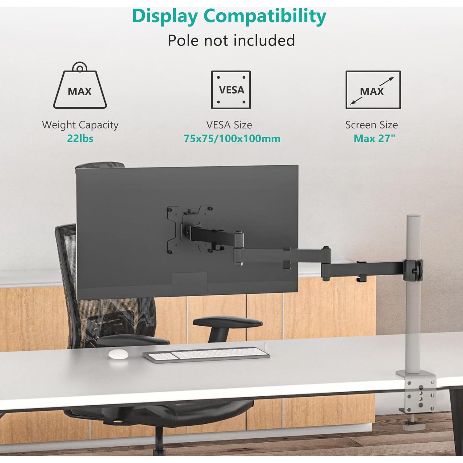 Soporte de Monitor WALI 001ARMXL Ajustable hasta 27" Negro