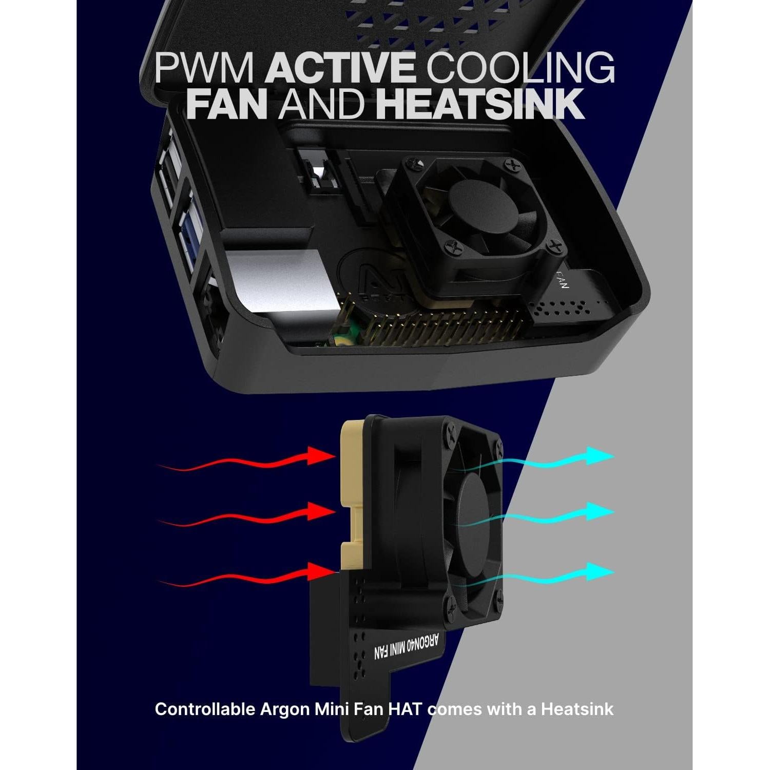 Caja de plástico Argon Forty POLY+ para Raspberry Pi 4 con ventilador