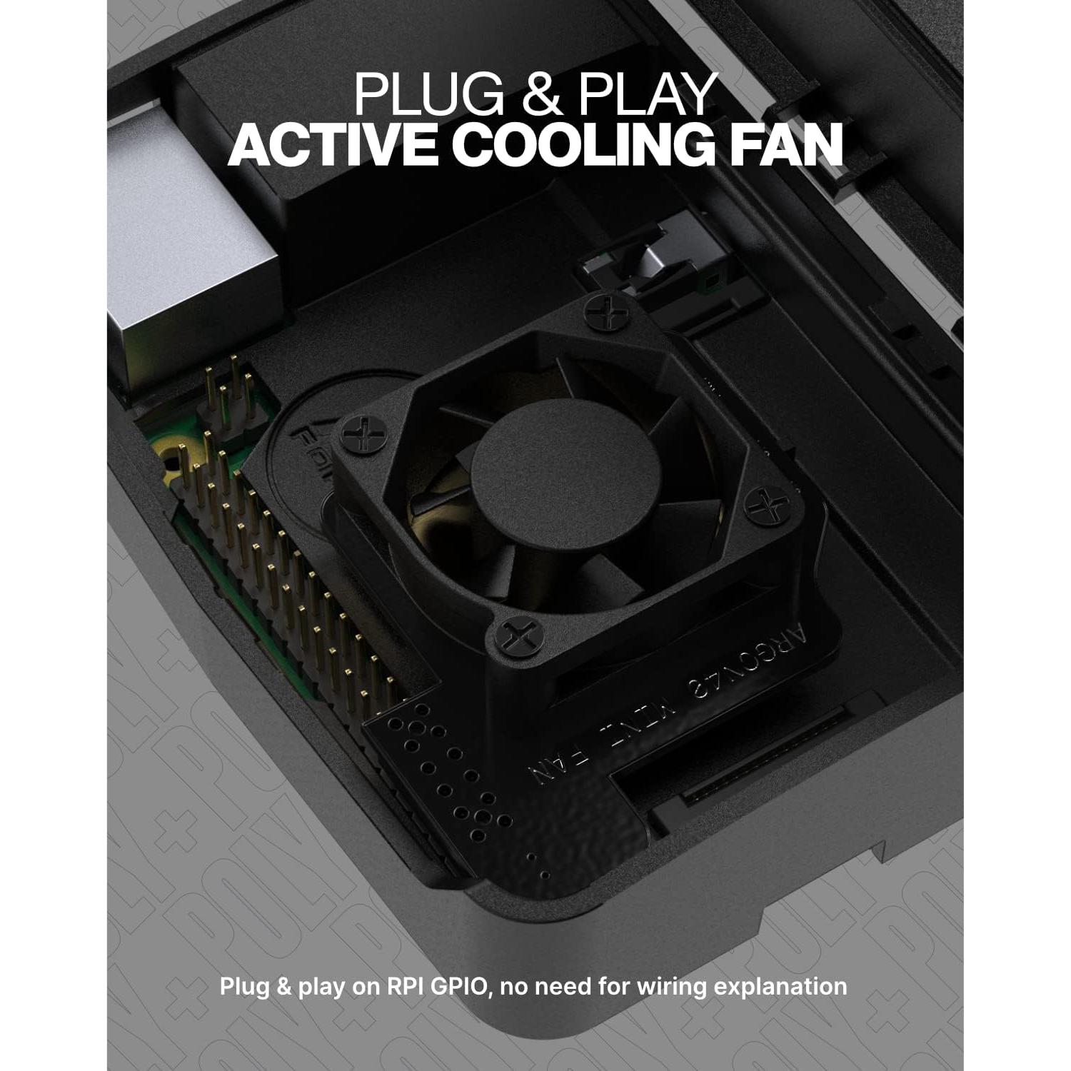 Caja de plástico Argon Forty POLY+ para Raspberry Pi 4 con ventilador