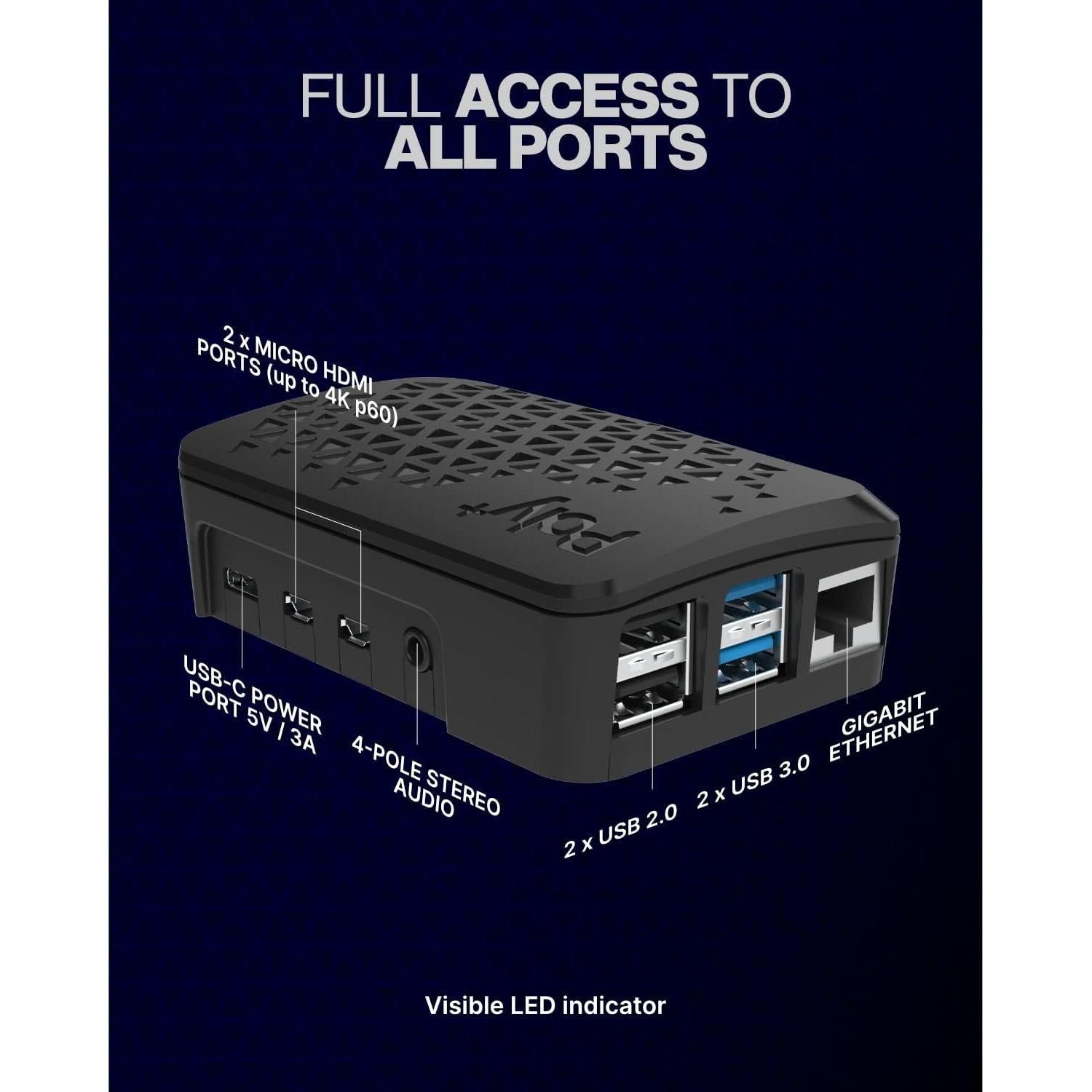 Caja de plástico Argon Forty POLY+ para Raspberry Pi 4 con ventilador