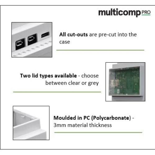 Enclosure Montaje en Riel DIN Multicomp Pro para Raspberry Pi 4B