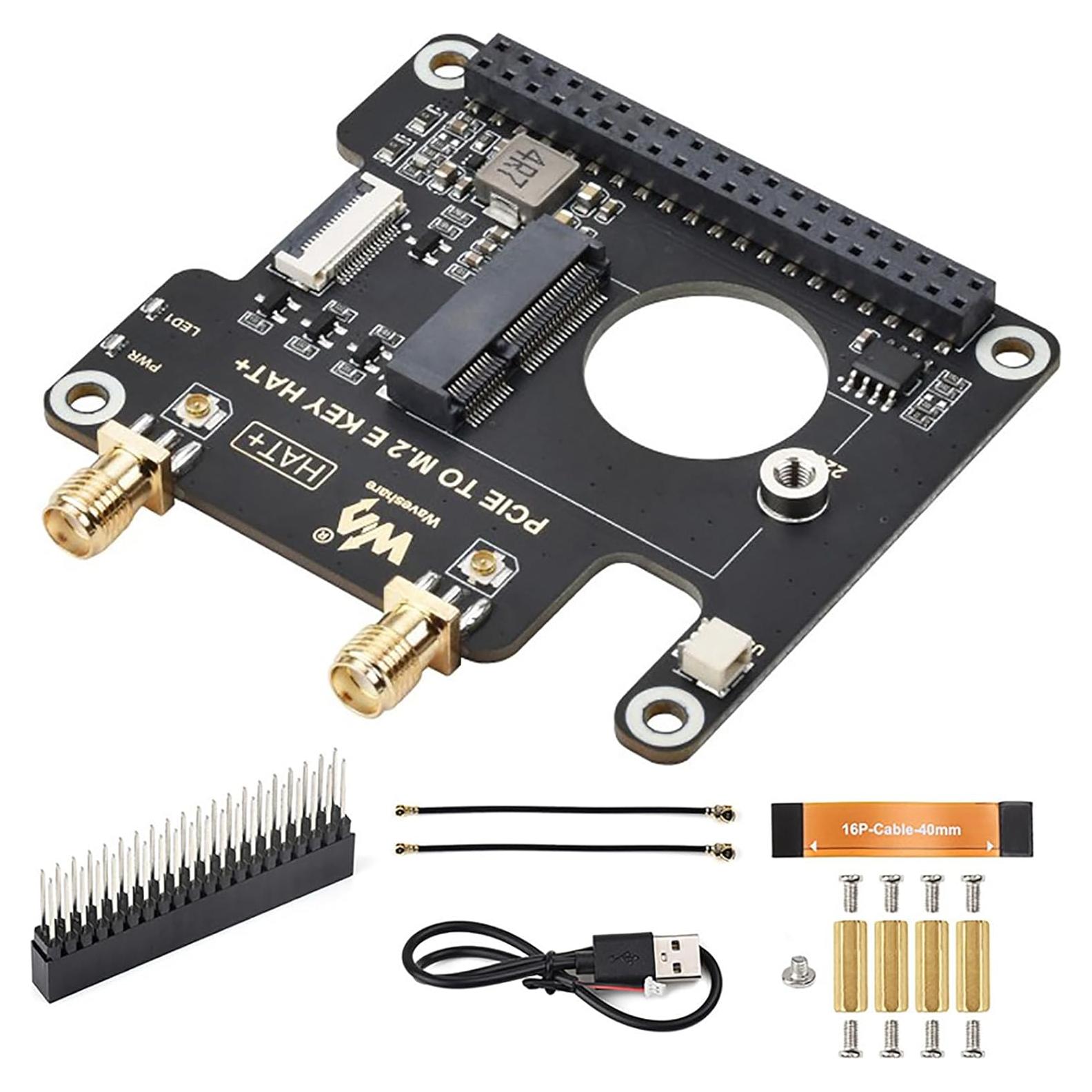 Adaptador HAT+ PCIe a M.2 E Key iiunius para Raspberry Pi 5