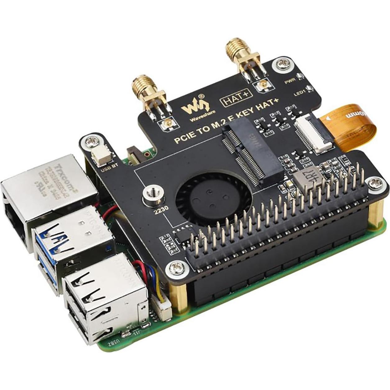 Adaptador HAT+ PCIe a M.2 E Key iiunius para Raspberry Pi 5