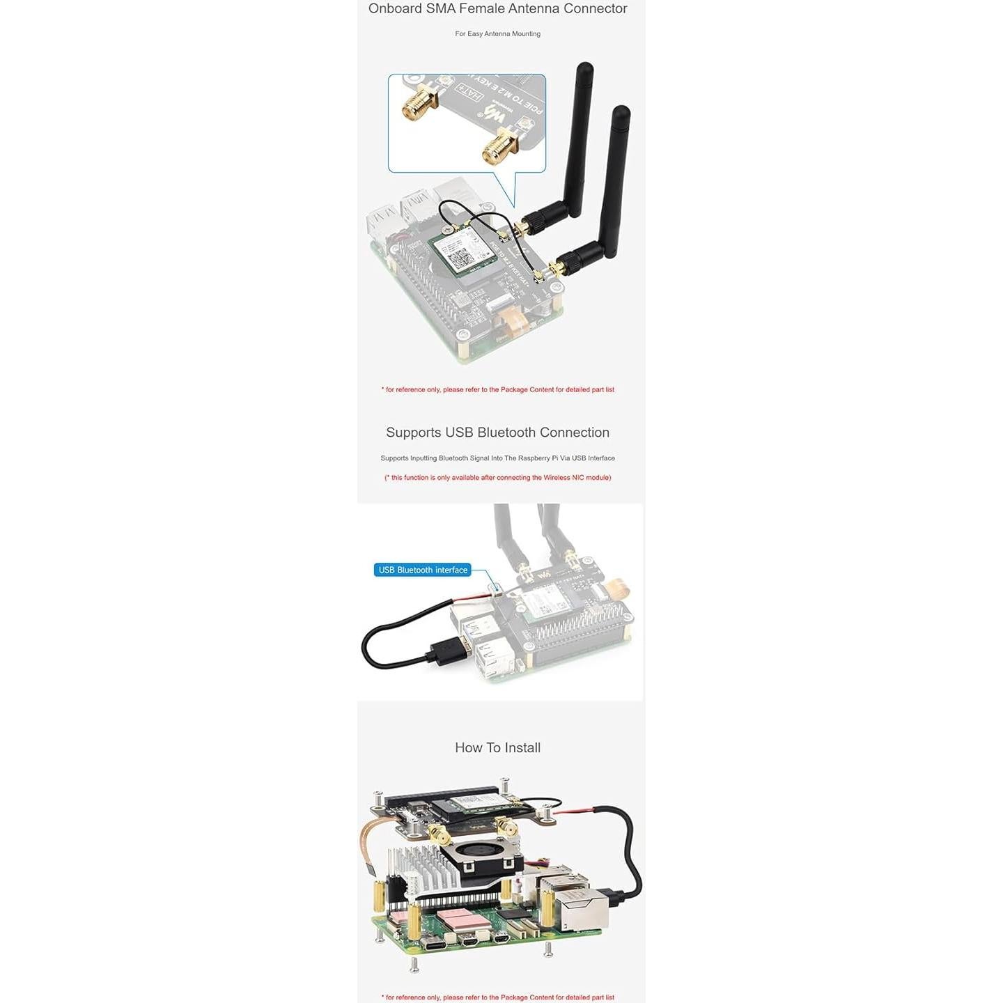 Adaptador HAT+ PCIe a M.2 E Key iiunius para Raspberry Pi 5