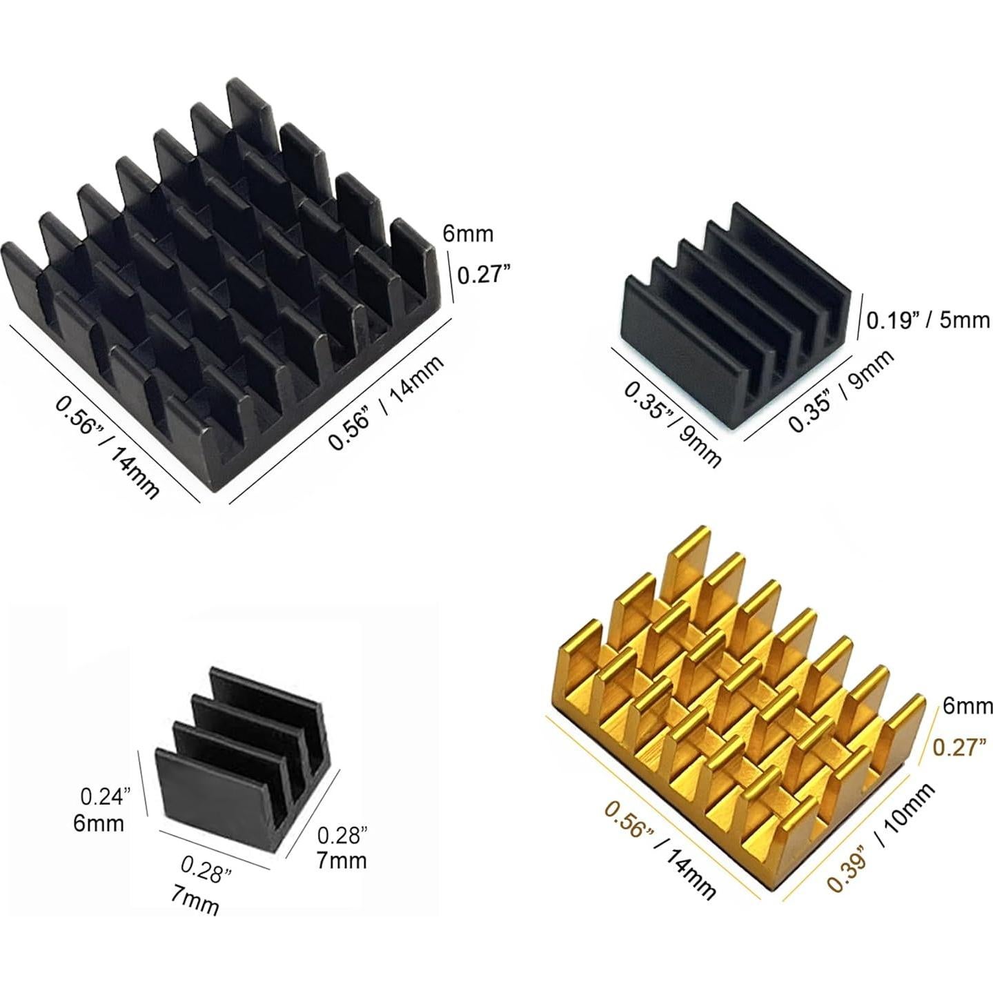Disipador de Aluminio para Raspberry Pi 4 Modelo B - 8 Piezas