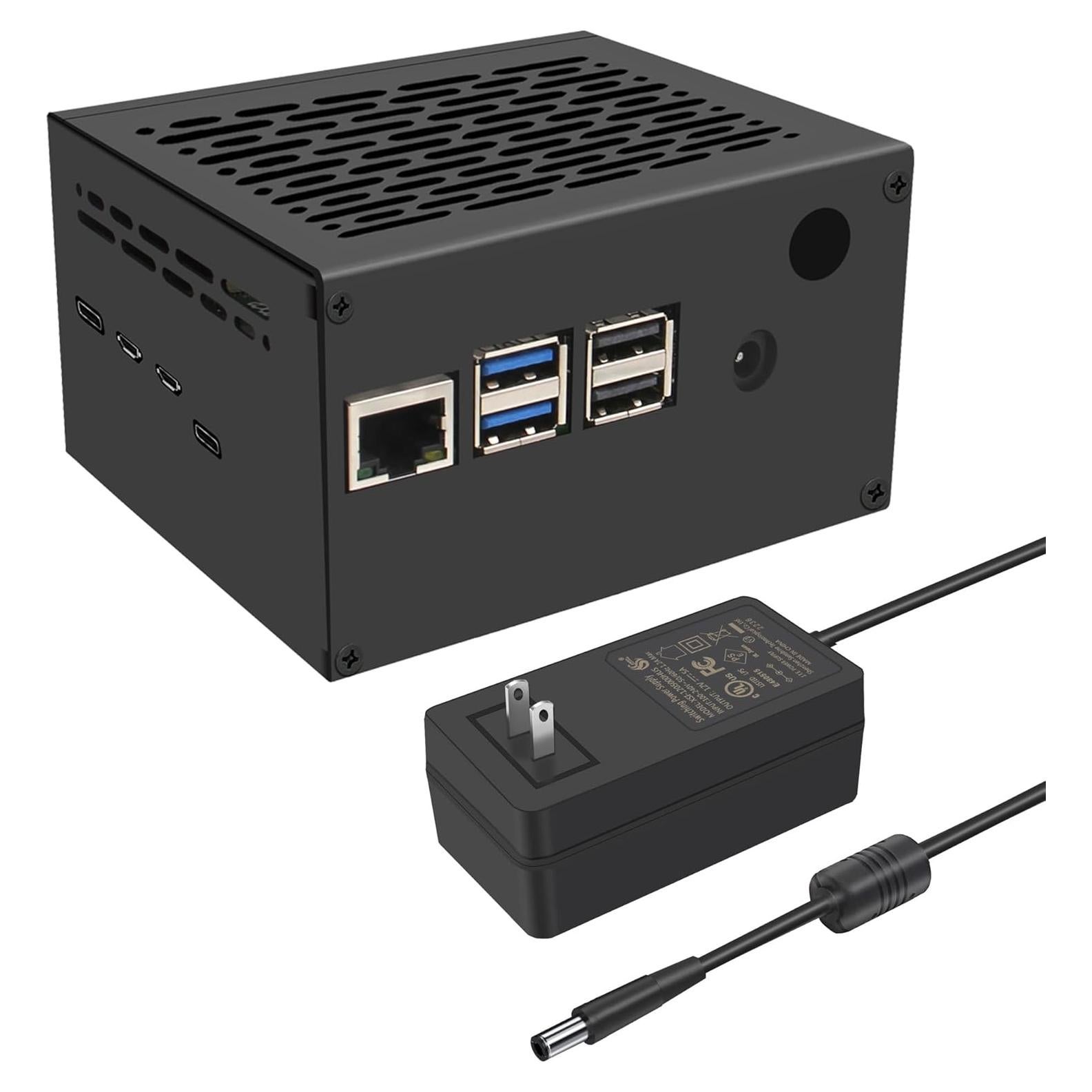 Caja de Metal Geekworm X1206-C1 para Raspberry Pi 5 + Fuente 12V 5A