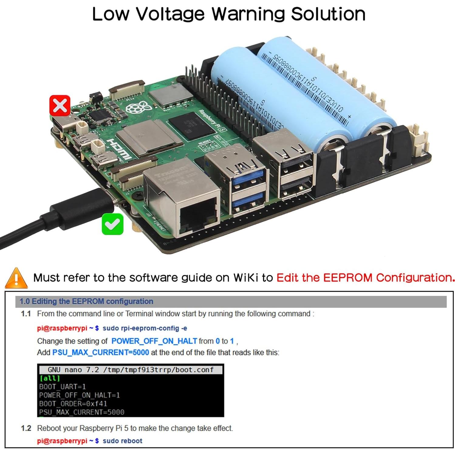 Geekworm X1201 UPS Shield 5V para Raspberry Pi 5 - 5A