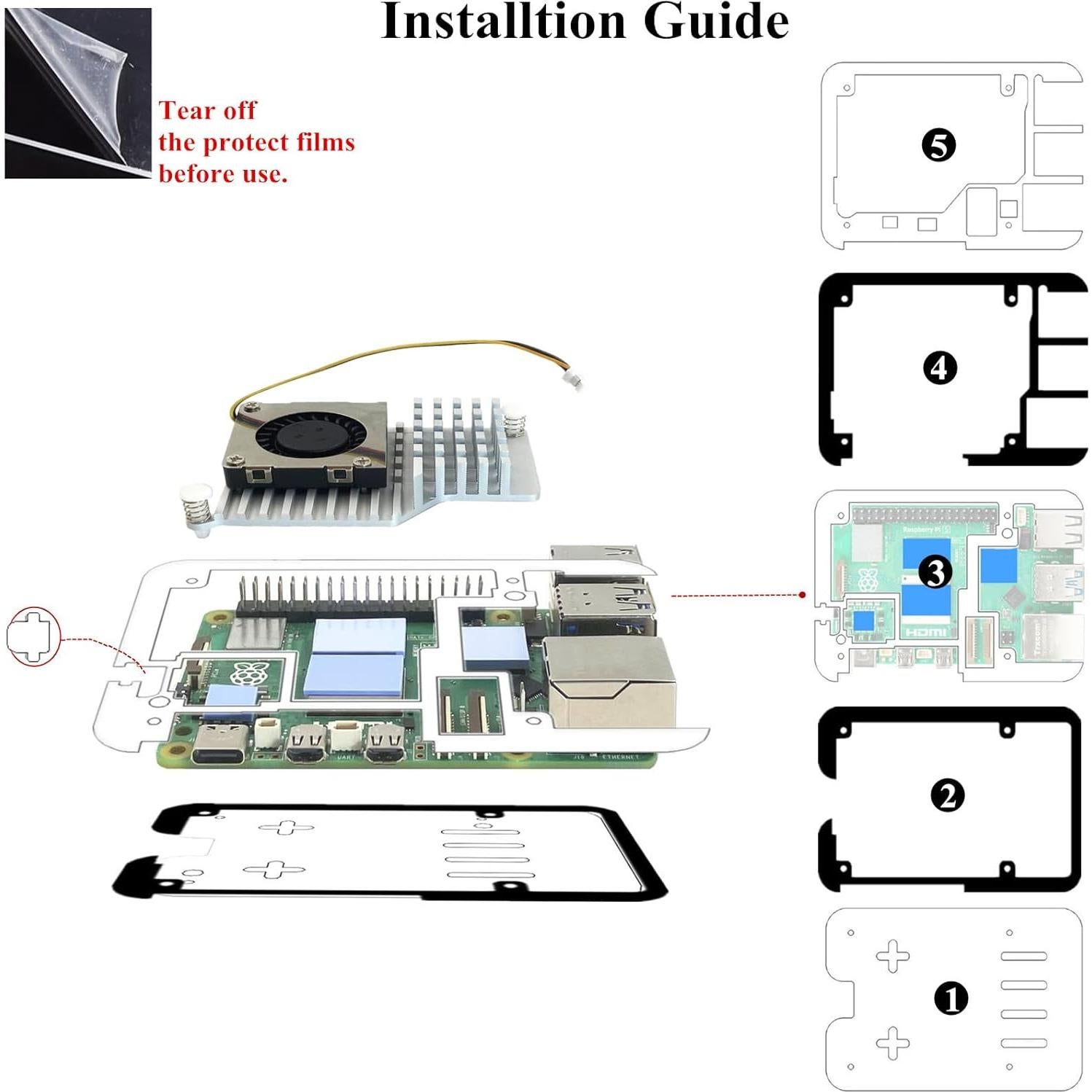 Caja Acrílica para Raspberry Pi 5 WEIYIXING con Enfriador Activo