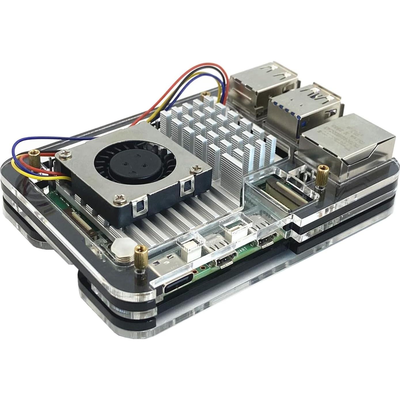 Caja Acrílica para Raspberry Pi 5 WEIYIXING con Enfriador Activo