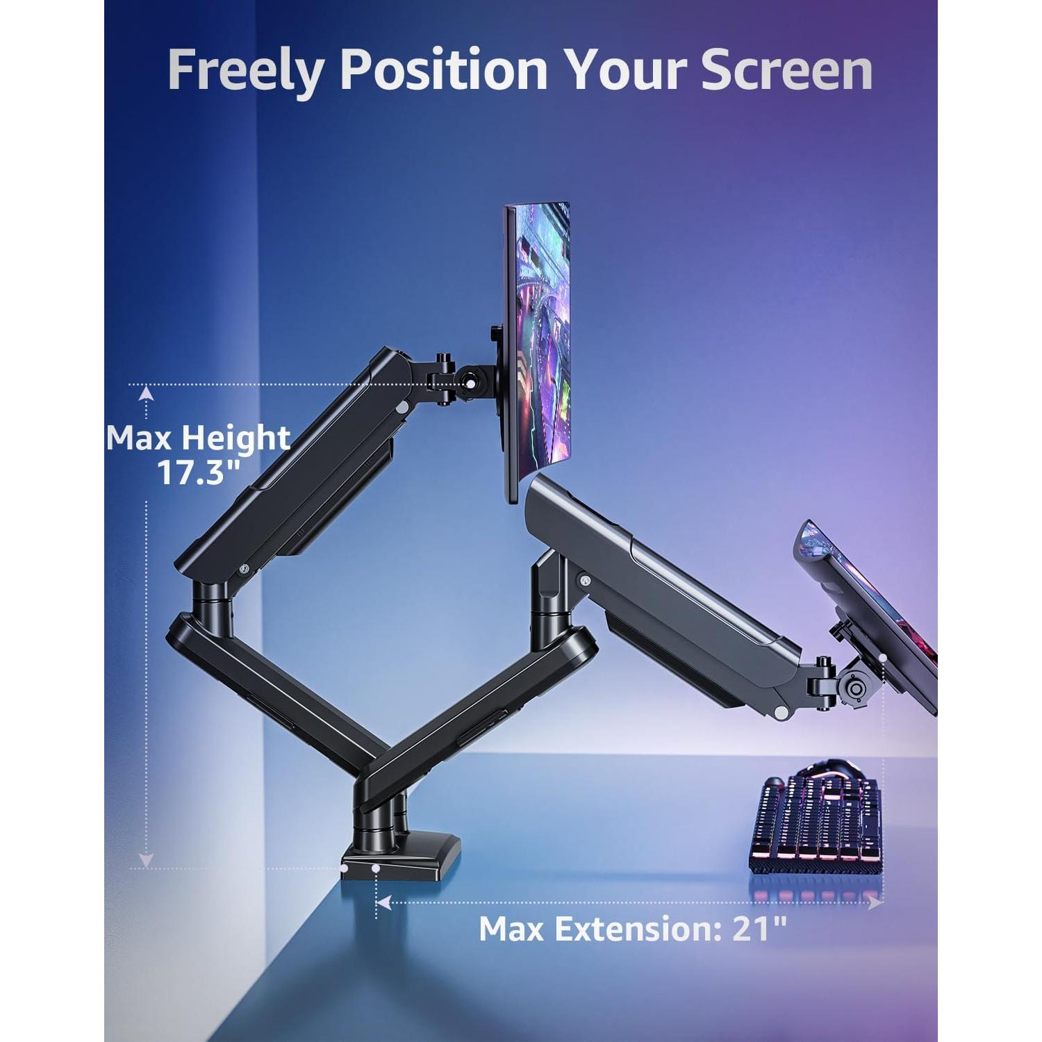 Soporte Doble para Monitores MOUNTUP 13-32" Ajustable Negro